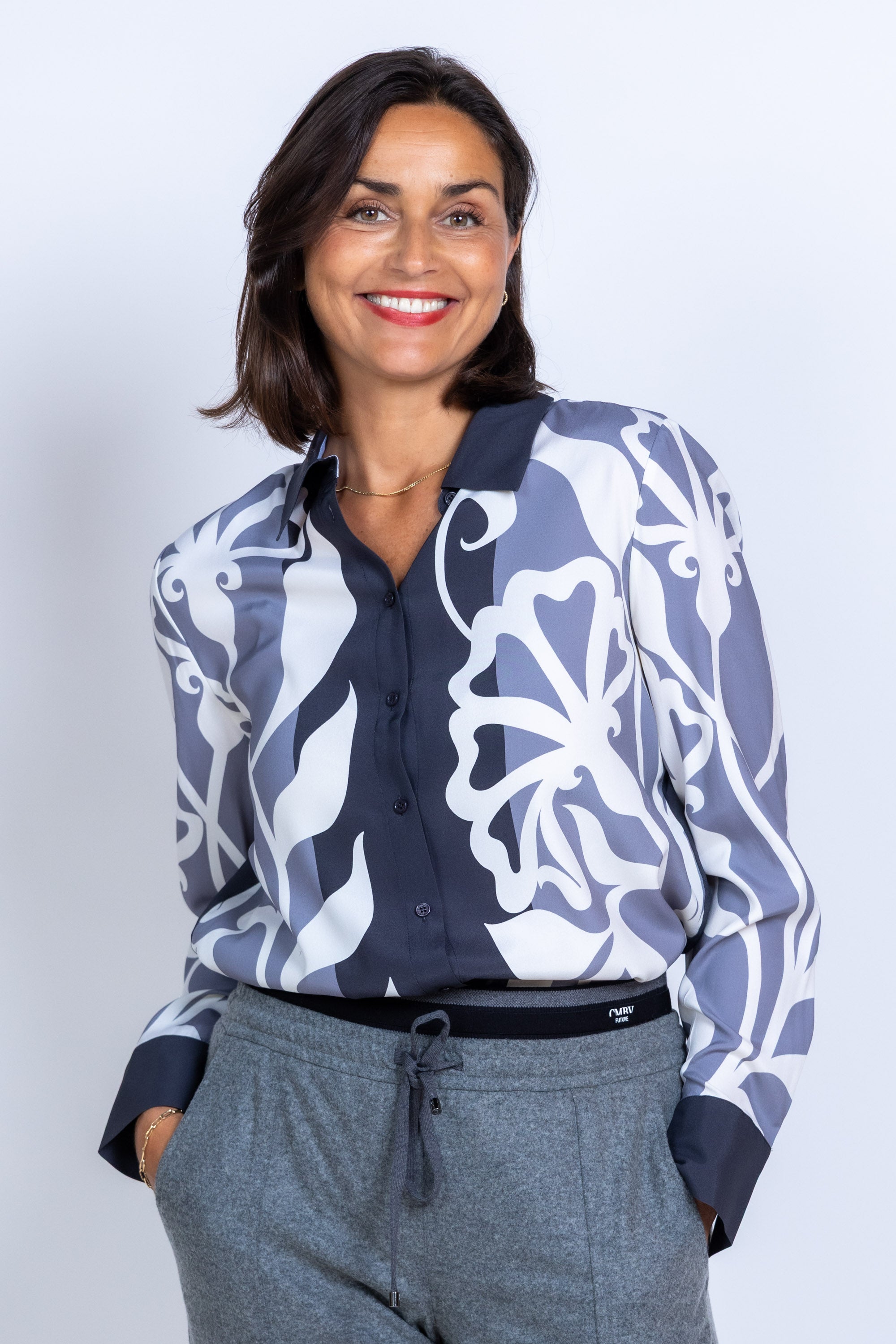 Blouse met dessin - Taupe
