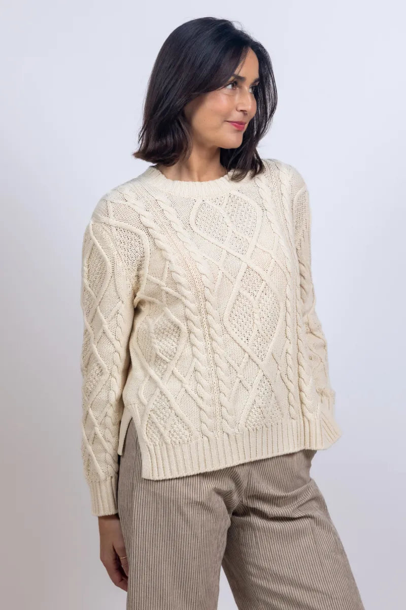 WEEKEND BY MAX MARA WEEKEND BY MAX MARA TENORE Trui met kabelpatroon - Ecru