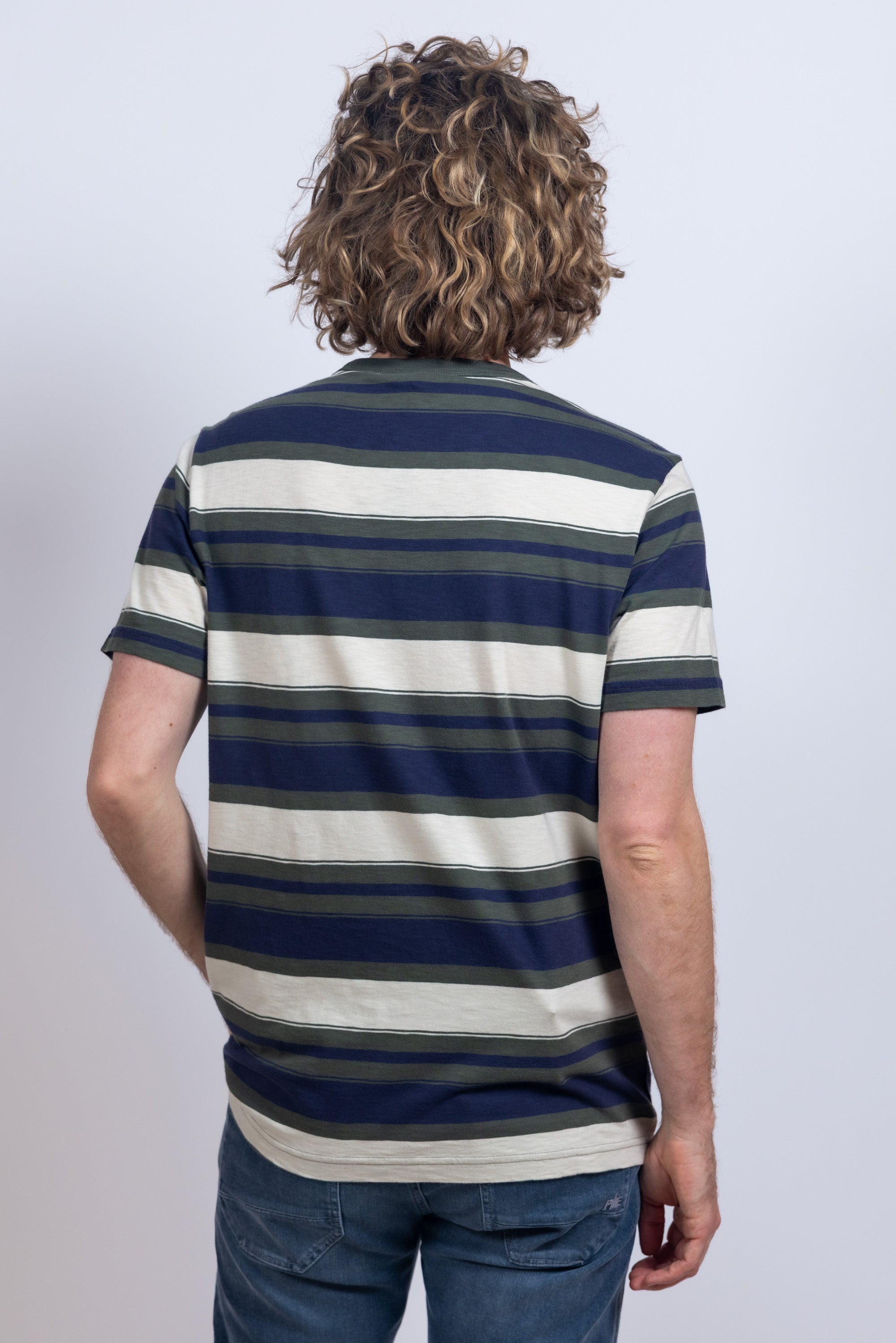 T-shirt met strepen - Olijfgroen