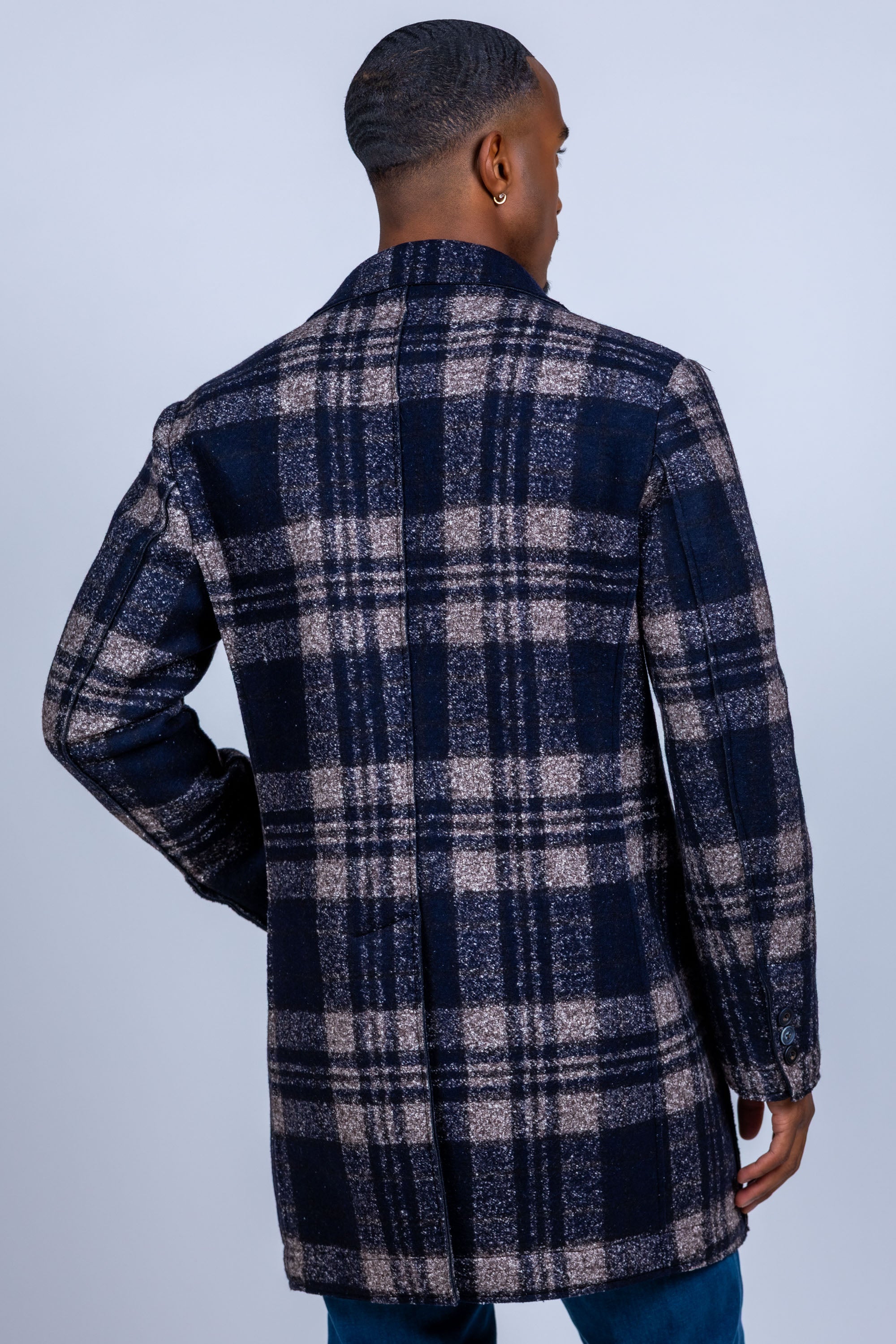 Mantel met ruitpatroon - Marine