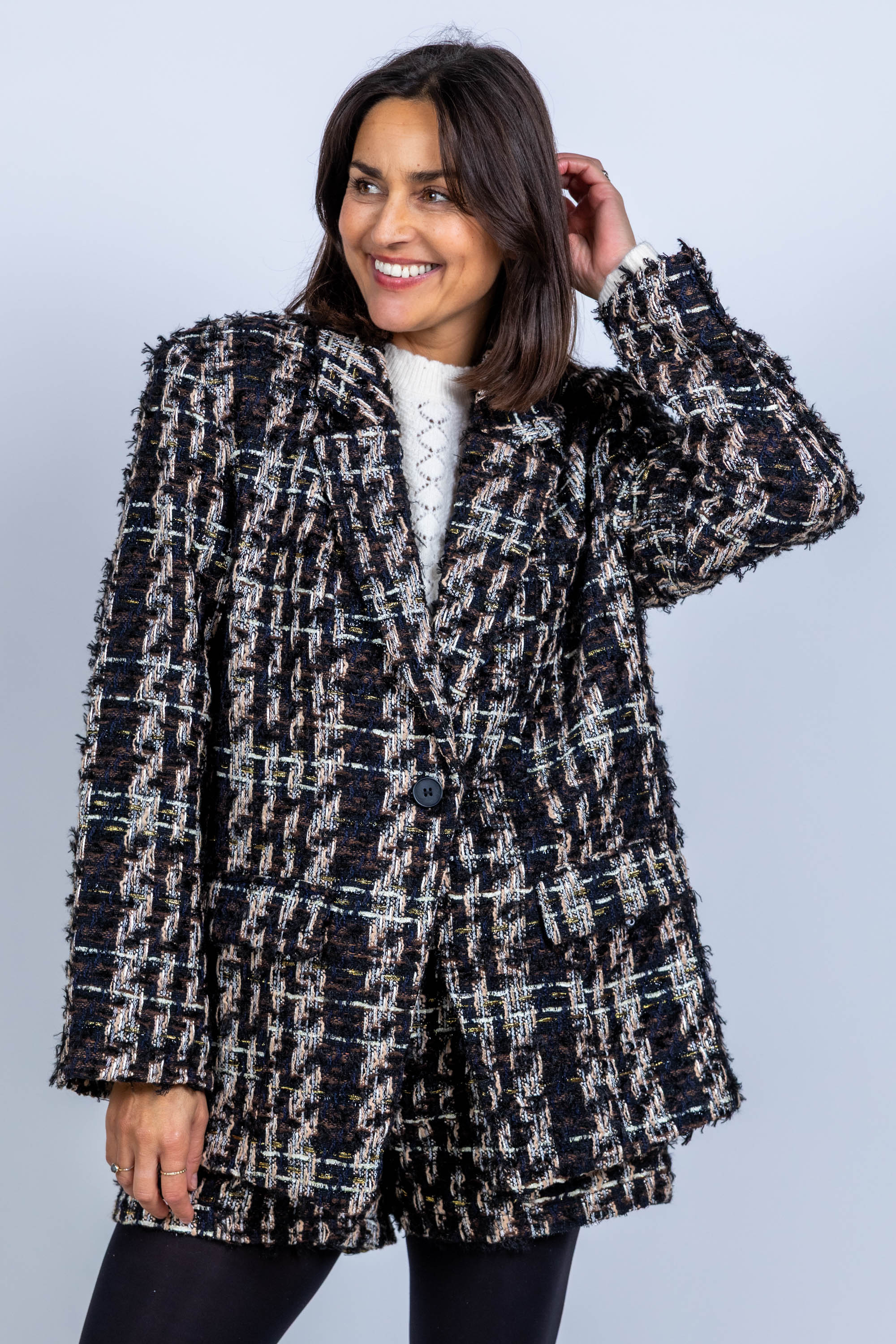 Blazer met ruitpatroon - Zwart