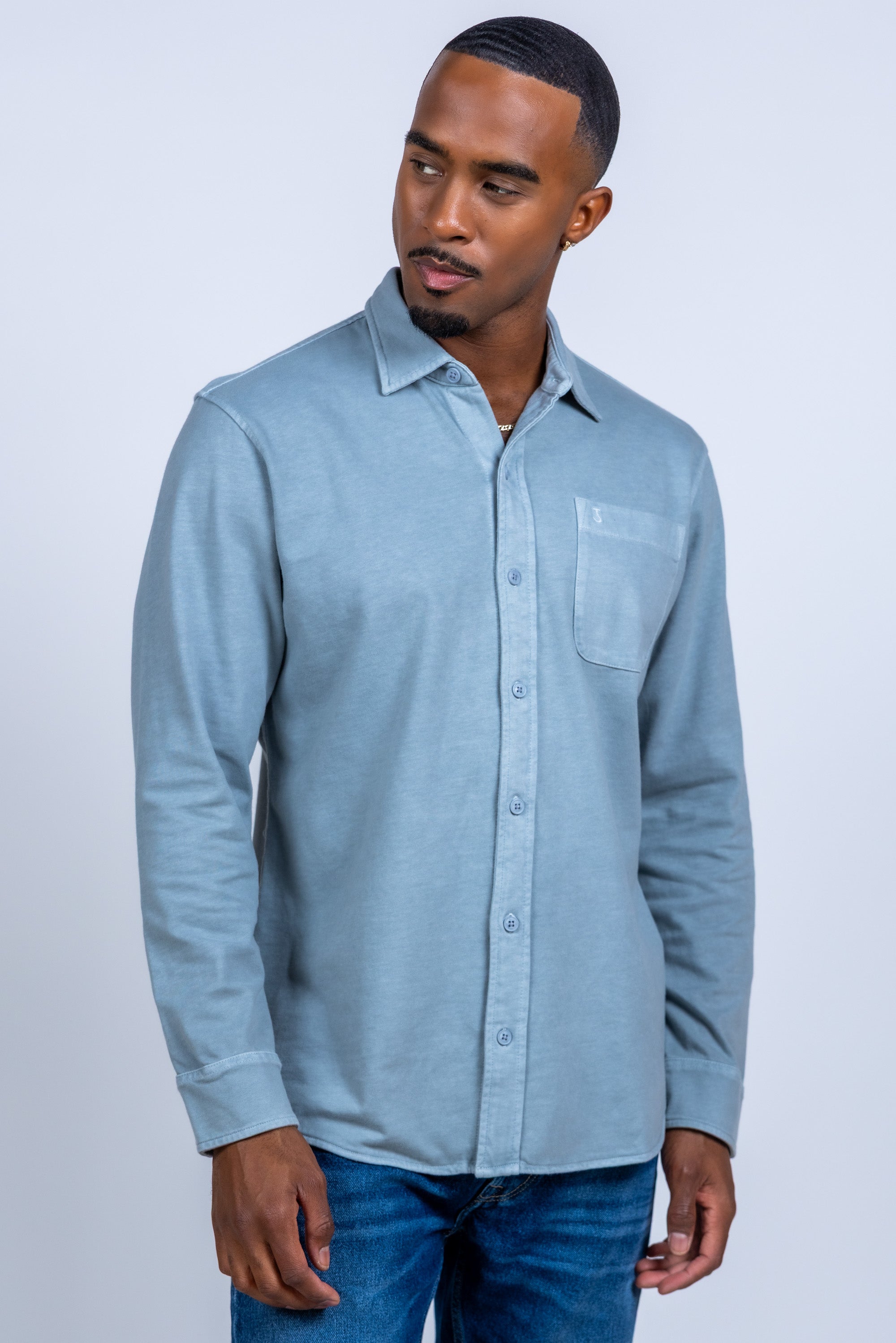 Shirt met borstzak - Bleu