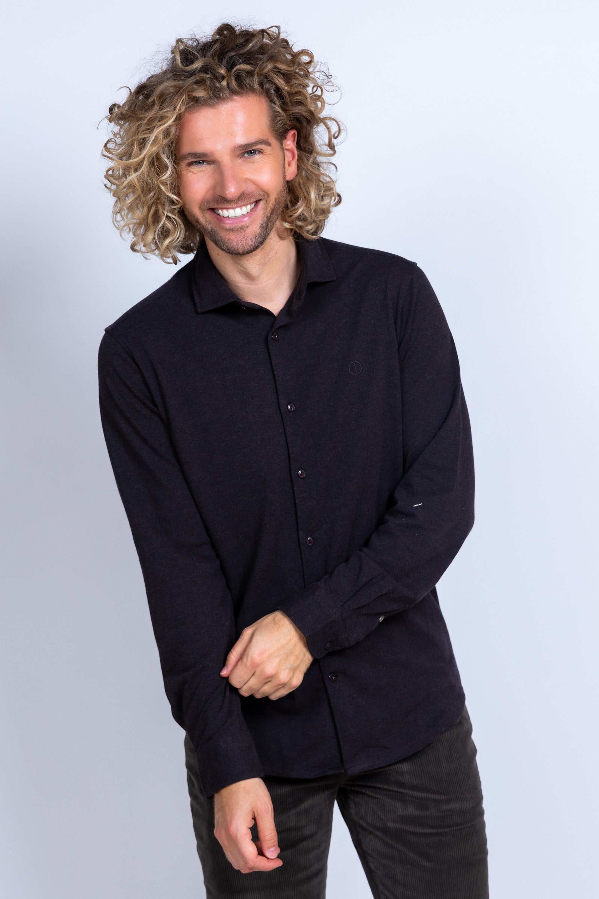 Shirt met knopen - Bruin