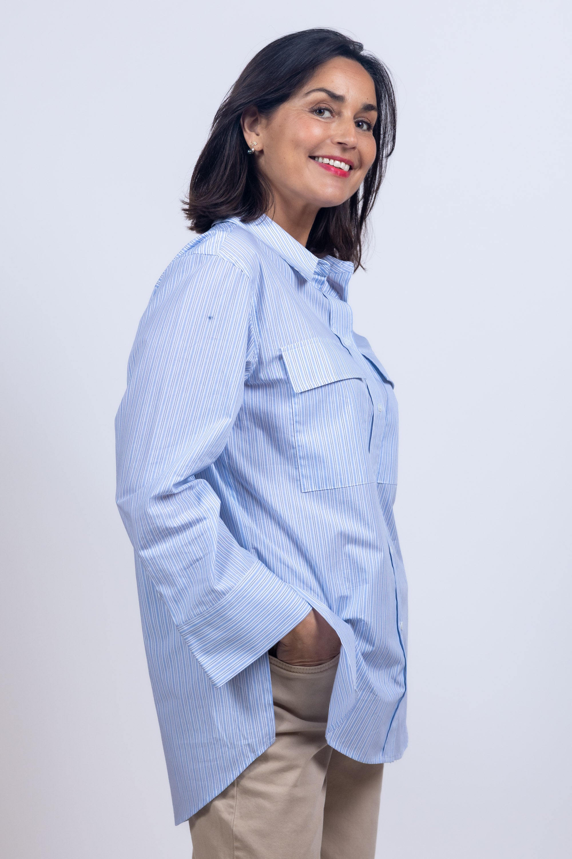 Blouse met strepen - Bleu