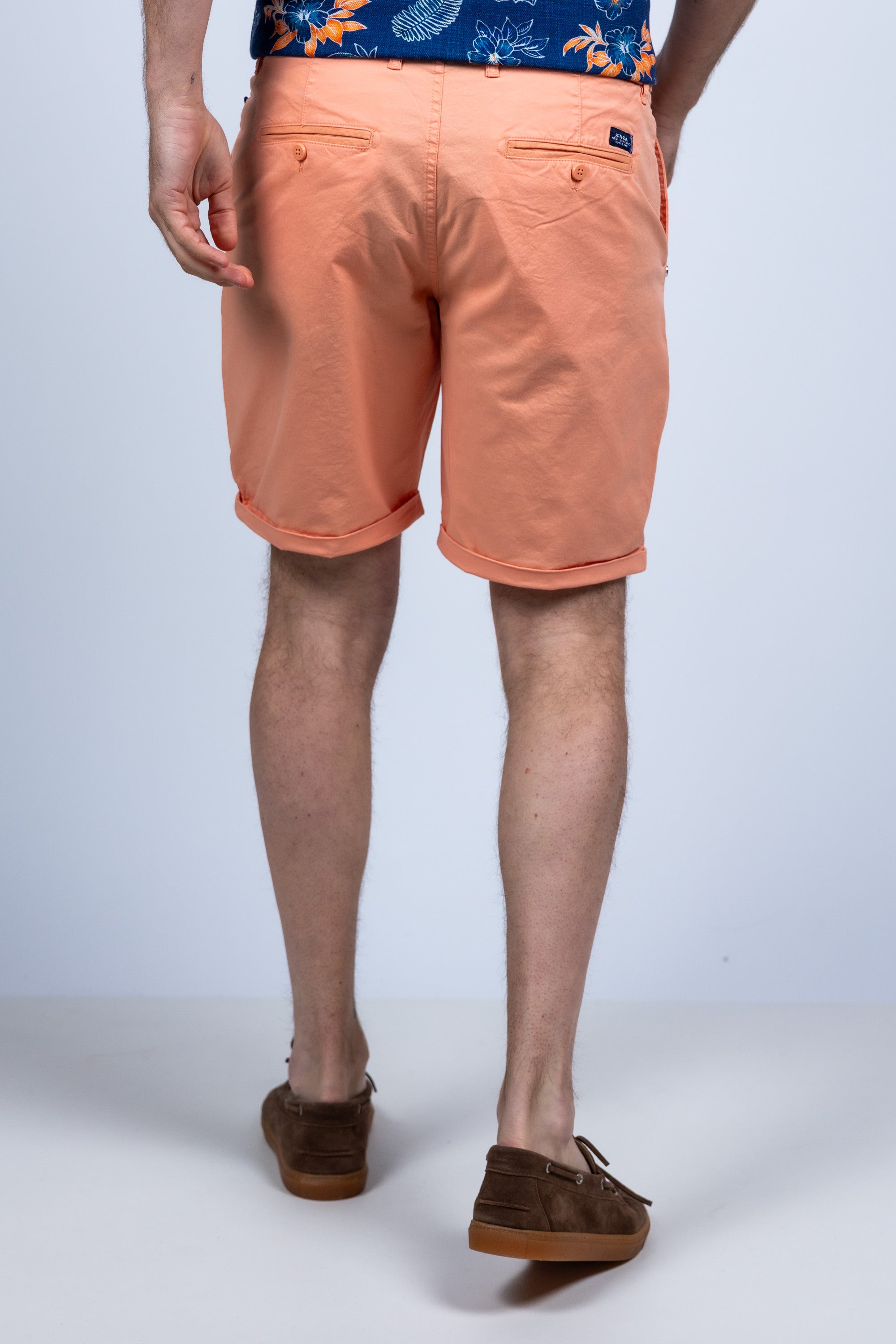 Korte broek met omslag - Zalm