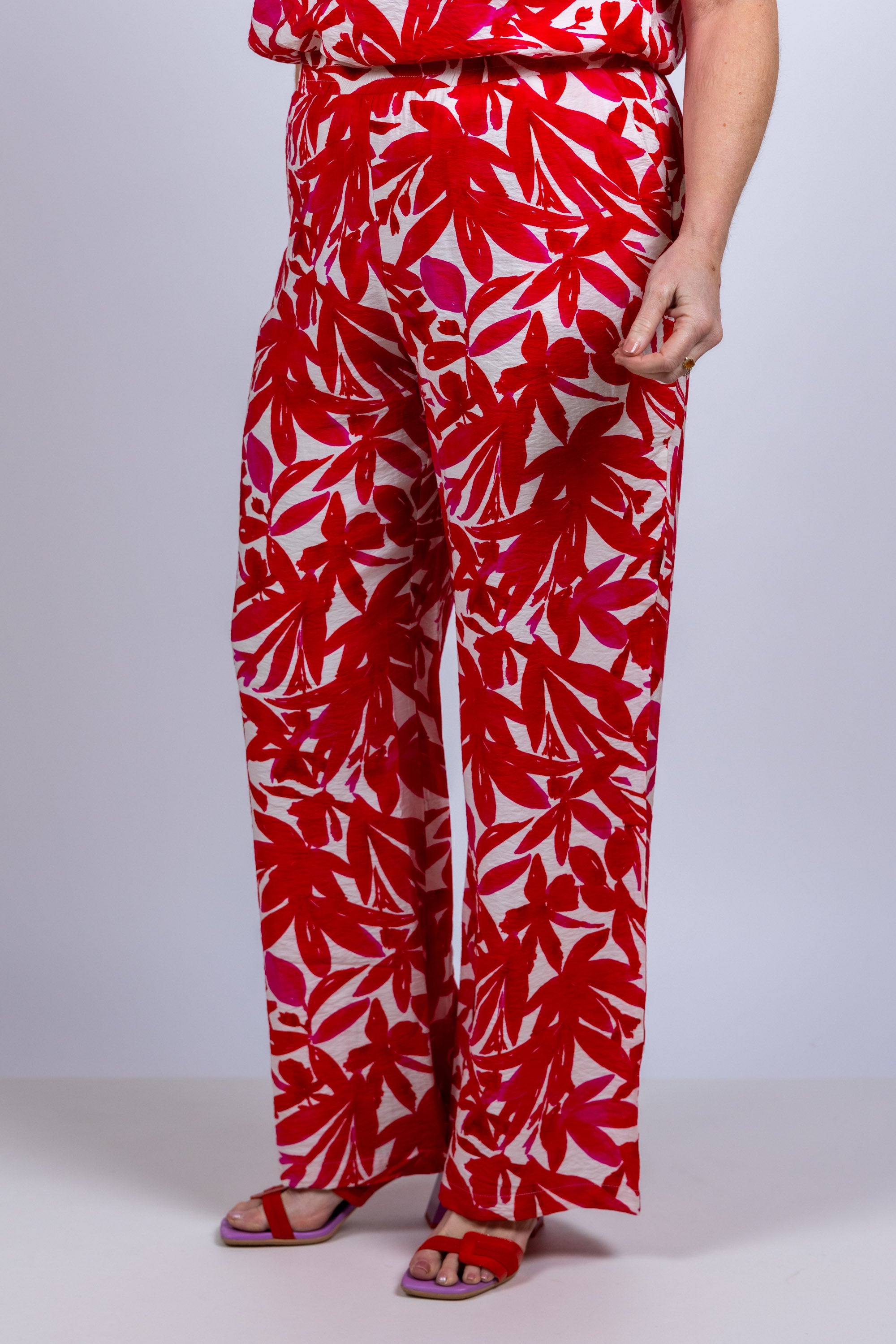 Wijde broek met print - Pink/cyclaam