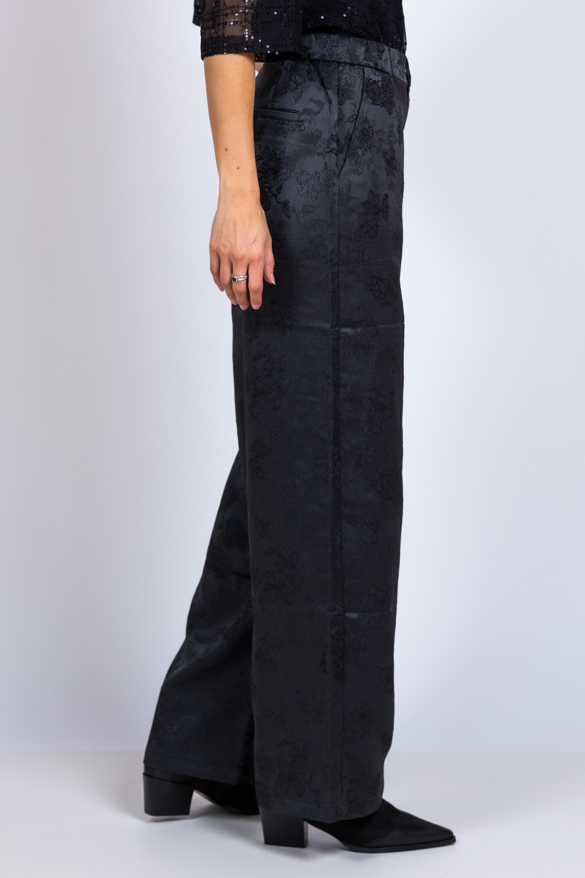 Wijde broek met dessin - Antraciet