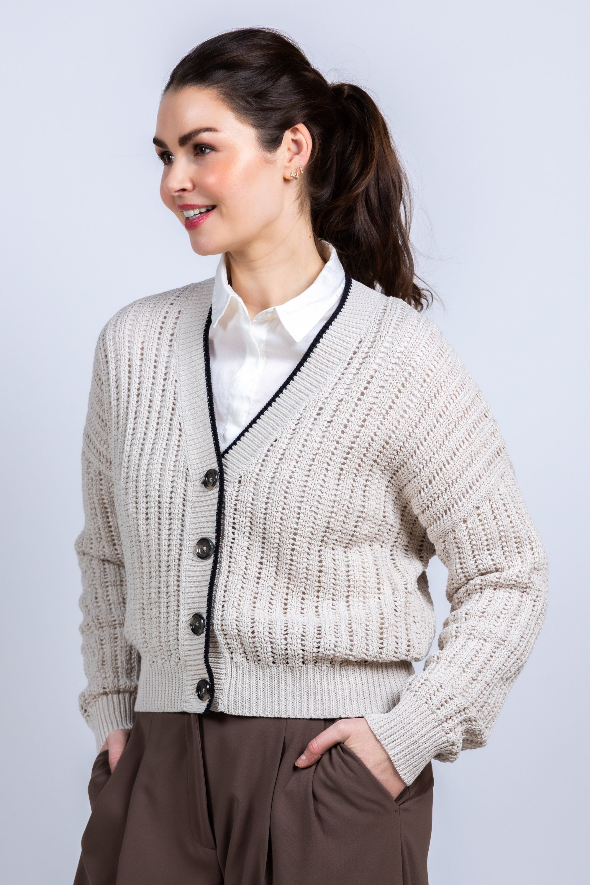 Vest met knopen - Zand