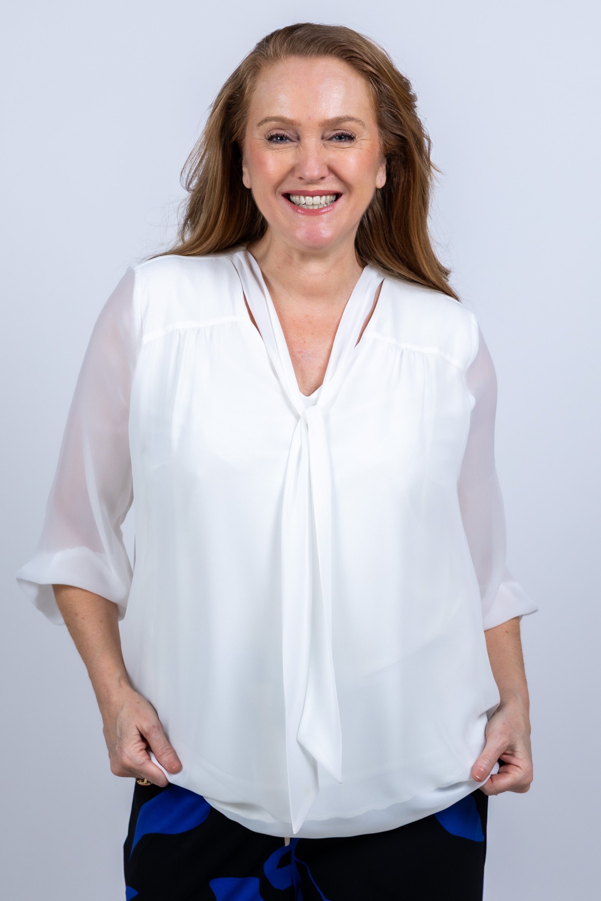 Blouse met strik - Ecru