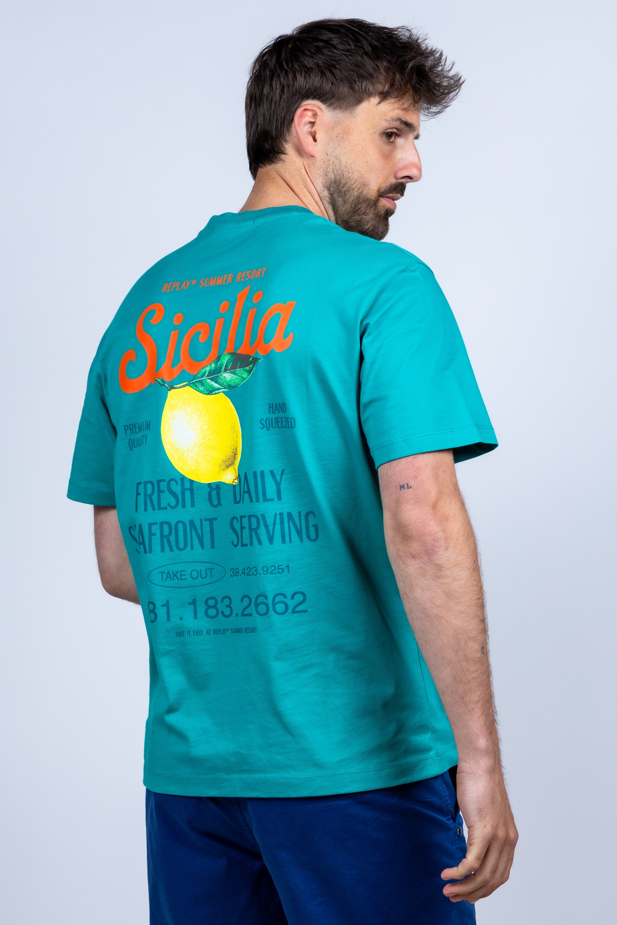 T-shirt met print - Appelgroen