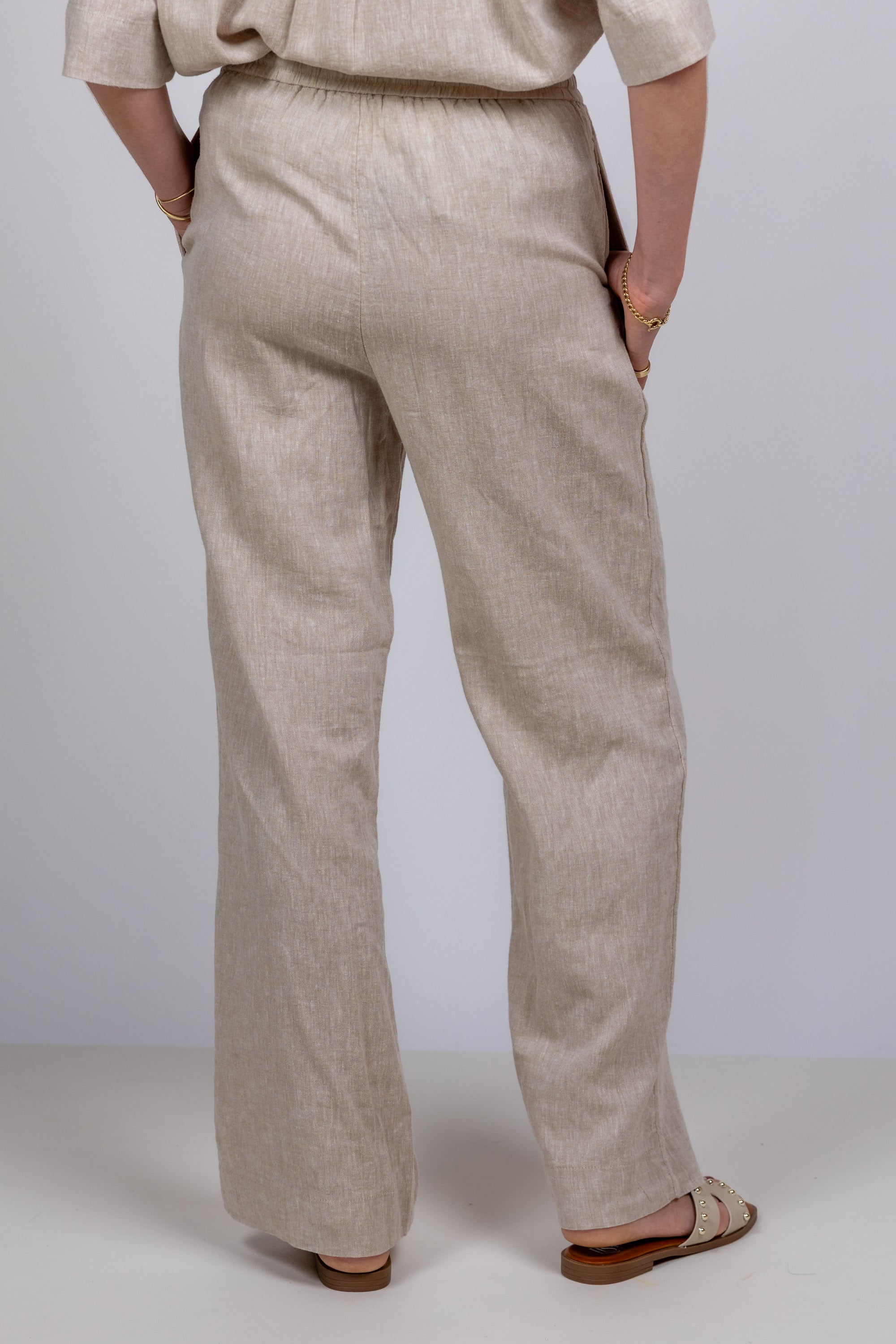 Broek met elastische taille - Beige