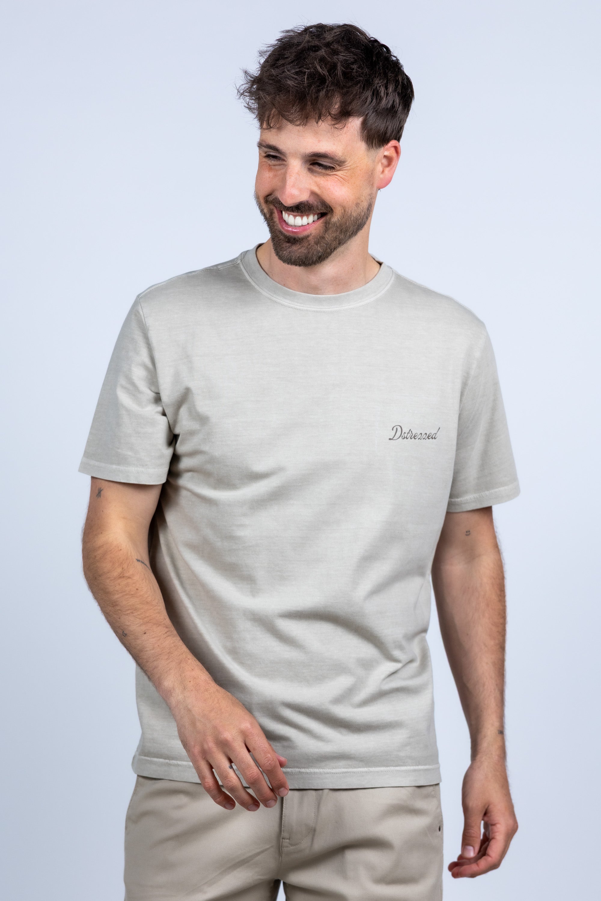 T-shirt met tekst - Licht taupe