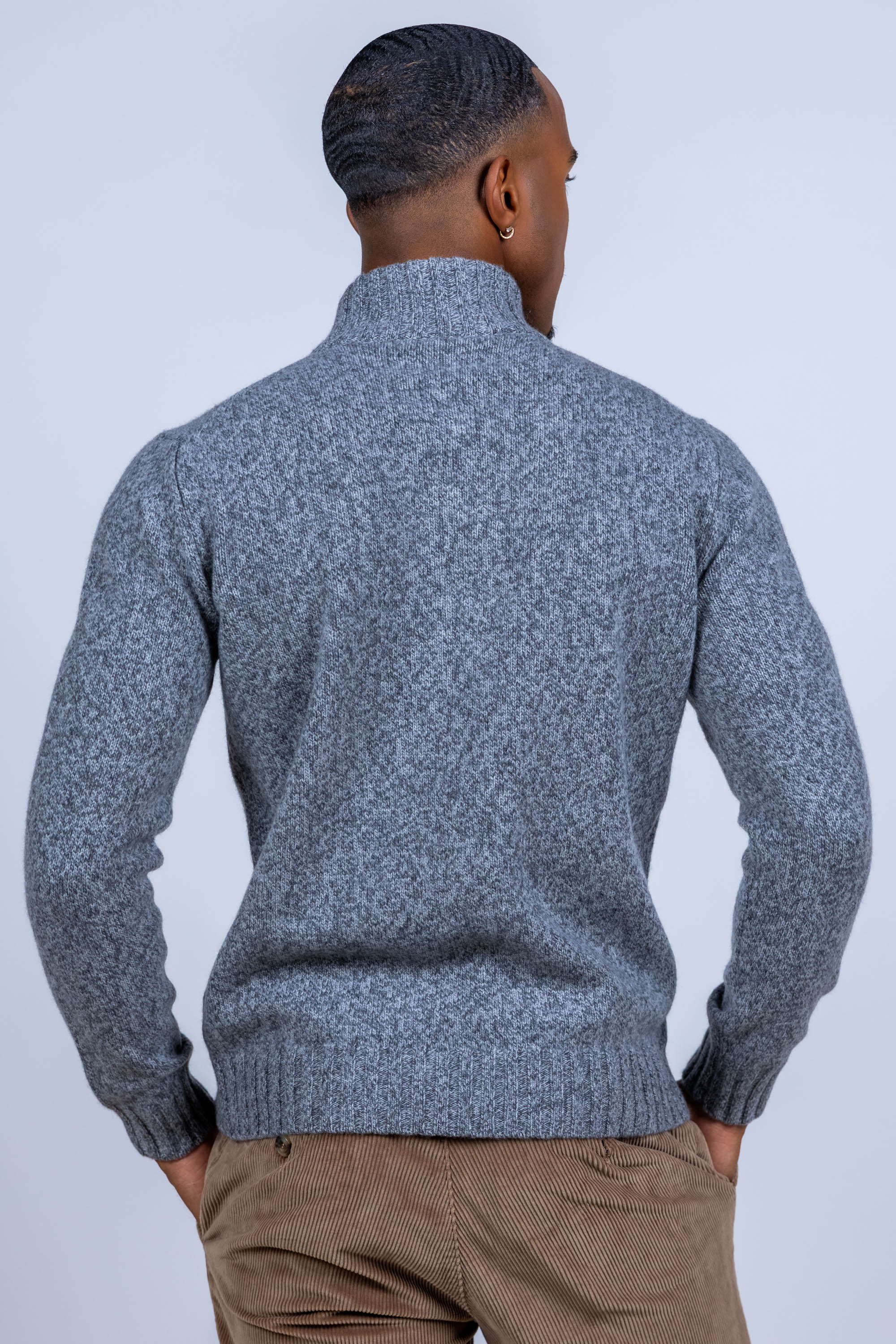 Trui met halve rits - Middengrijs