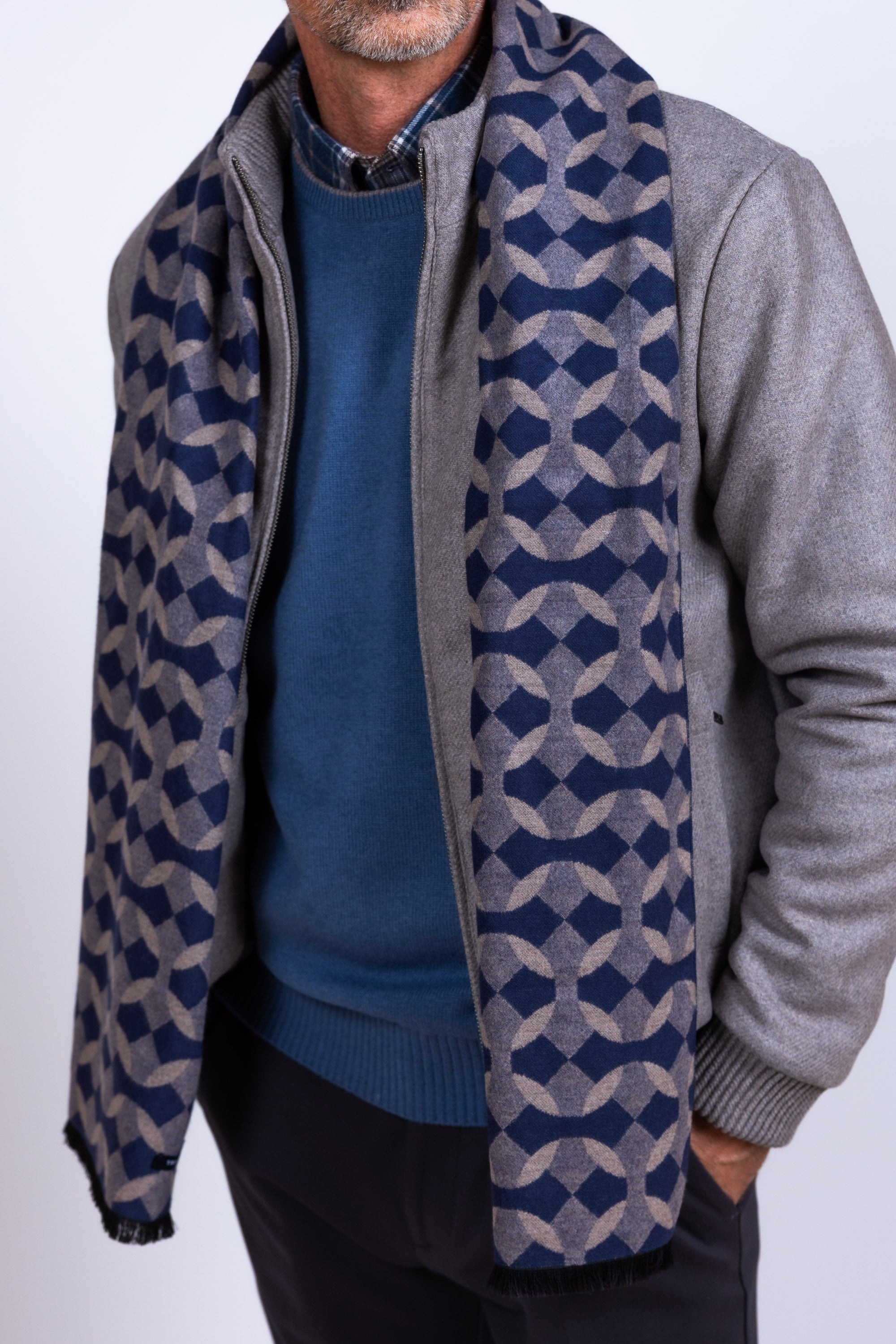 Sjaal met dessin - Marine