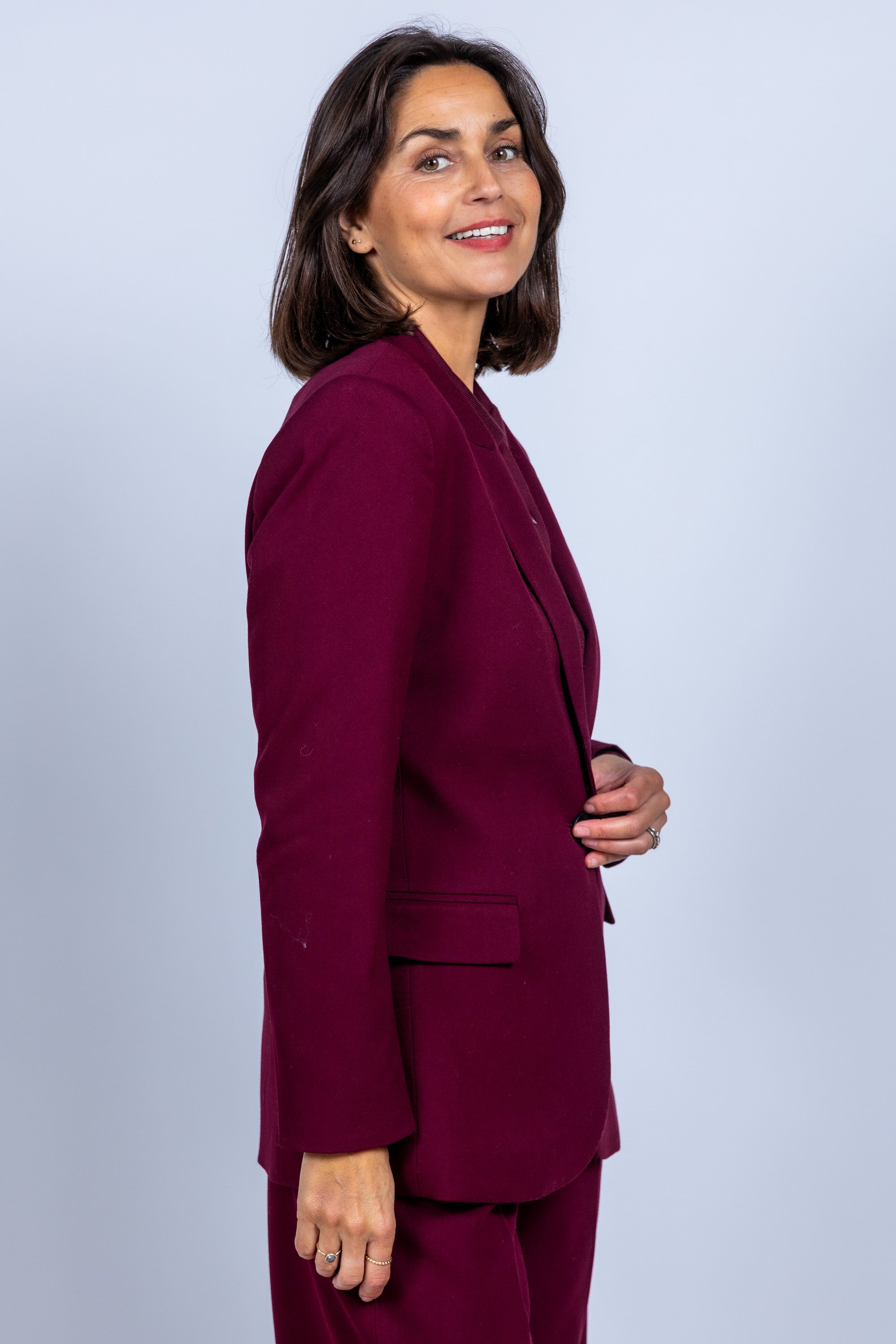 Blazer met knoop - Donkerbordeaux