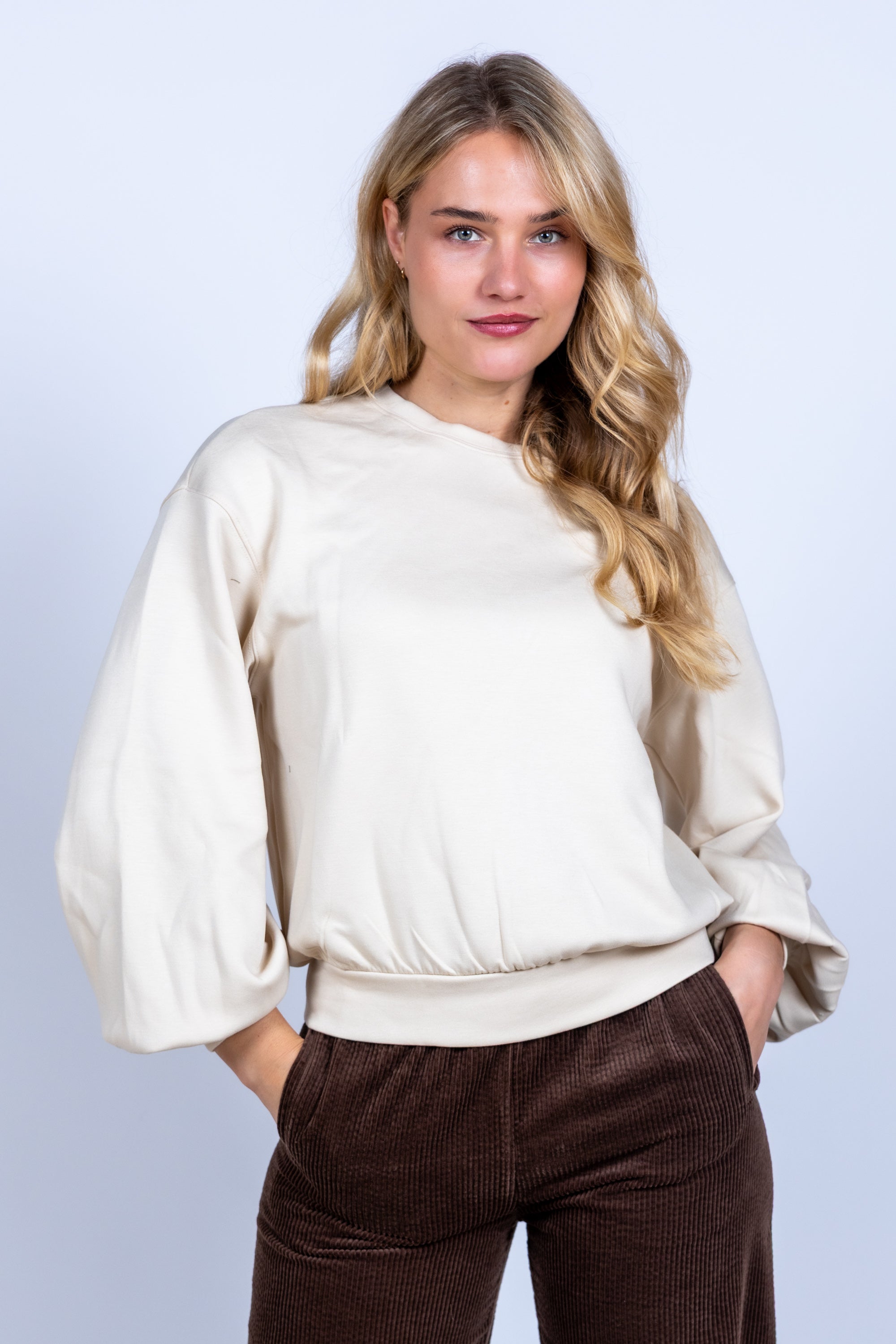 Trui met ballonmouw - Beige