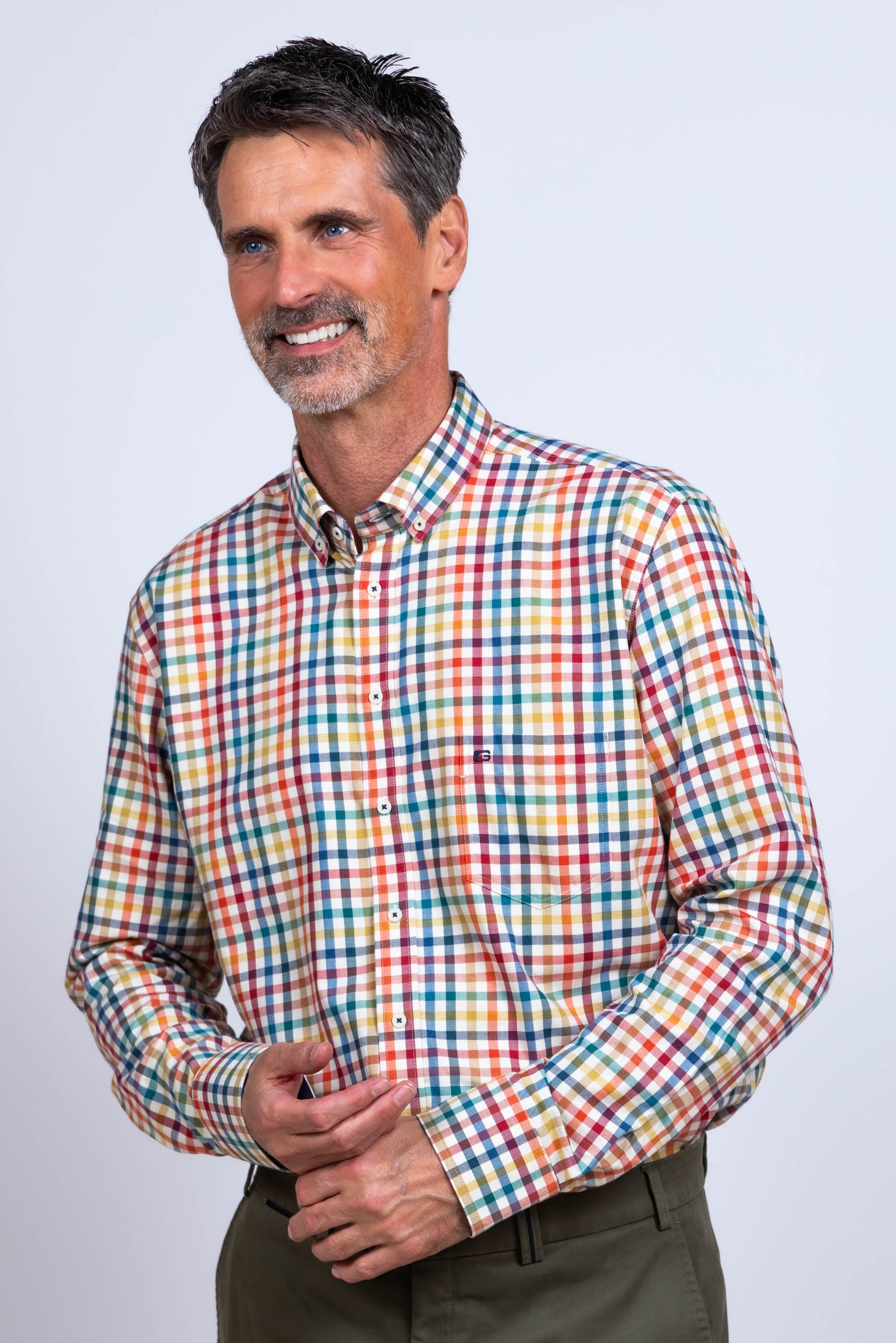 Overhemd met ruit - Gebrand oranje