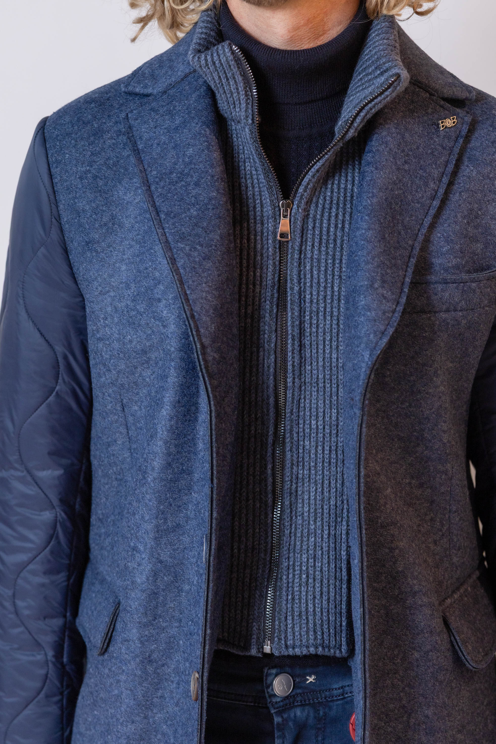 Mantel met gewatteerde mouwen - Inkt