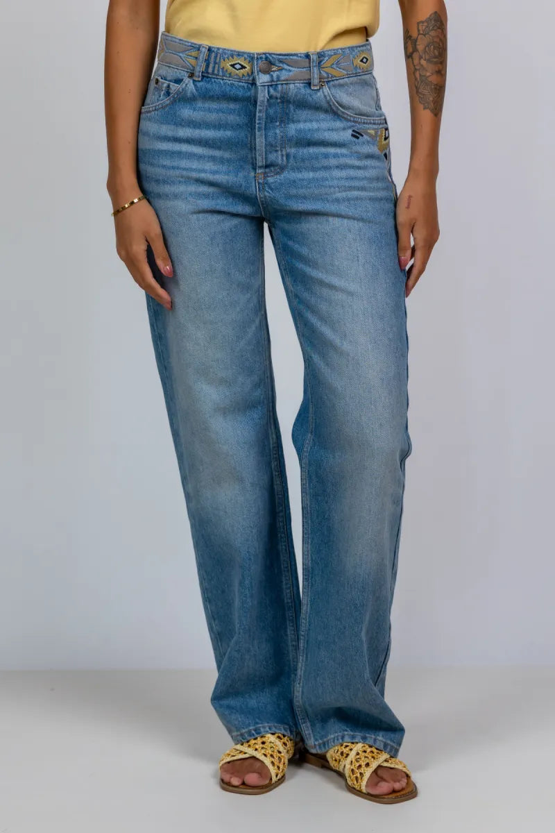 BA&SH BA&SH RIZIE Jeans met borduursel - Licht jeans