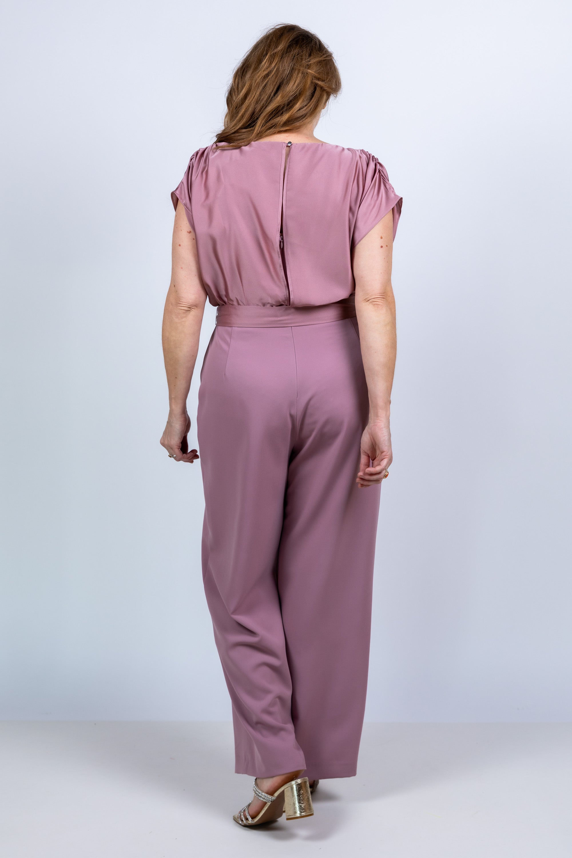 Jumpsuit met ceintuur - Oudroze