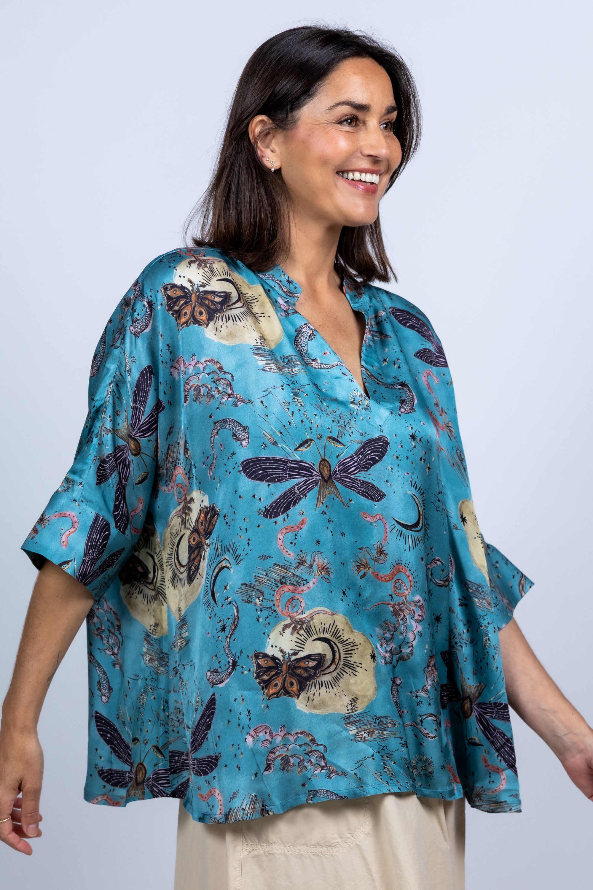 Blouse met print - Bleu