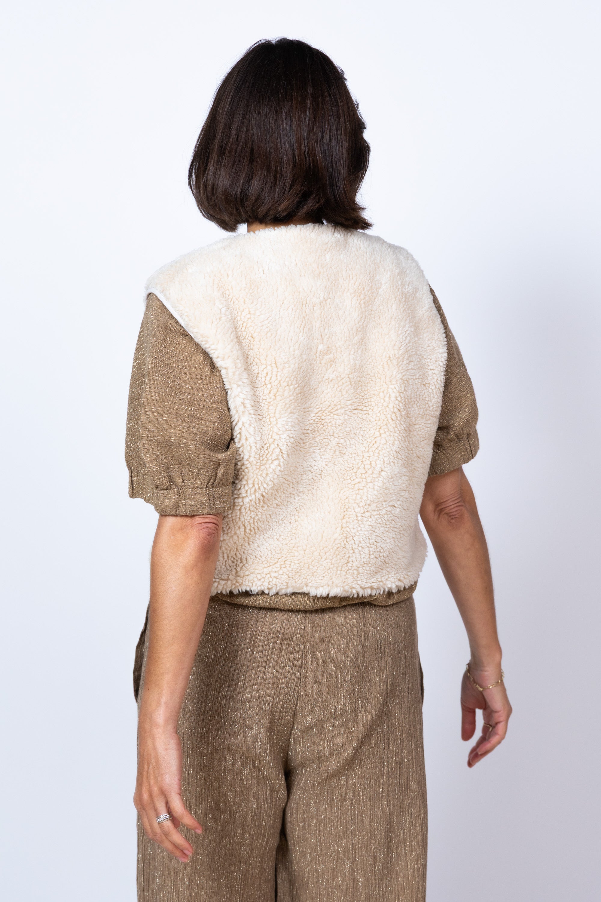 Bodywarmer van teddy - Ecru