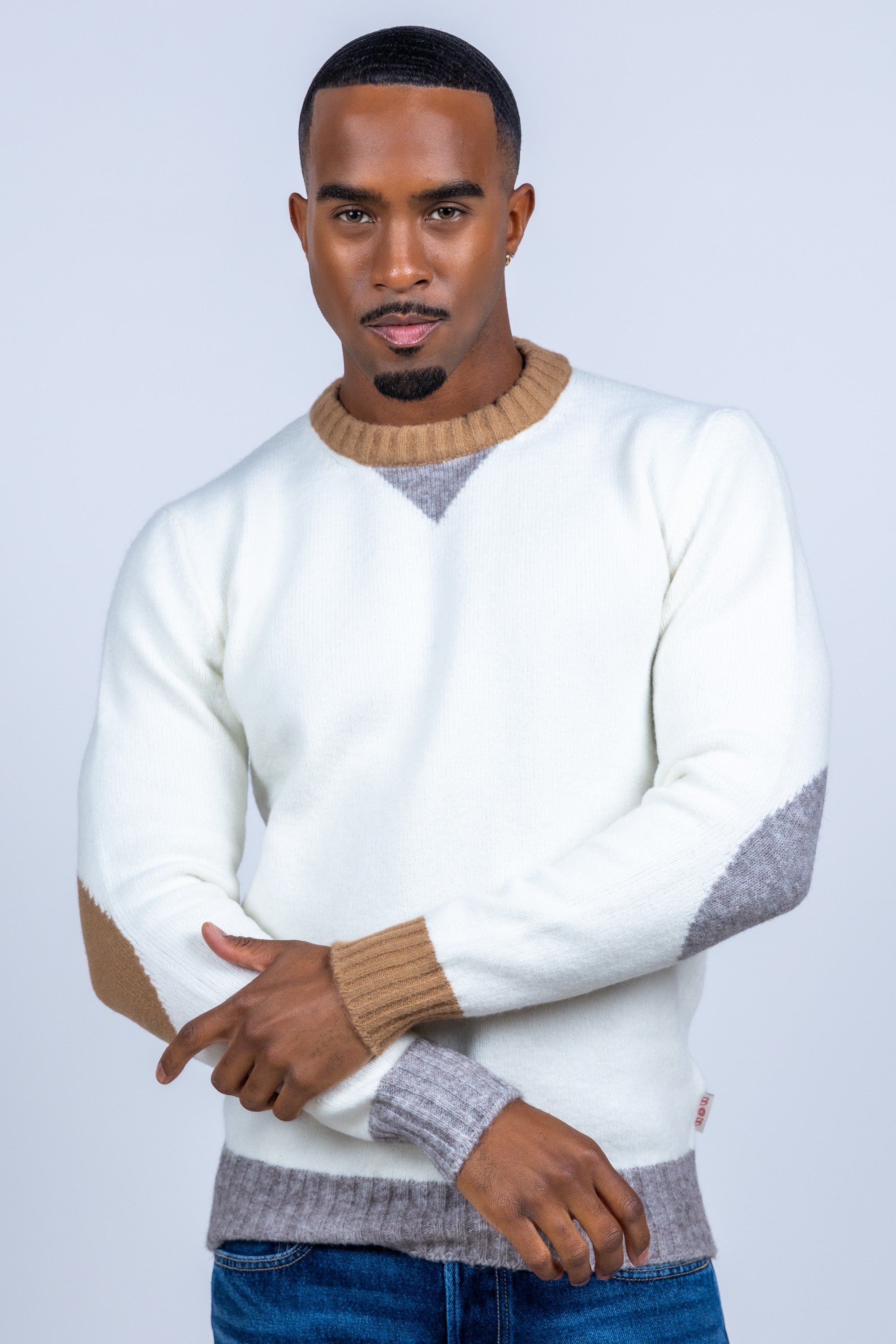 Trui met kleurvlakken - Ecru