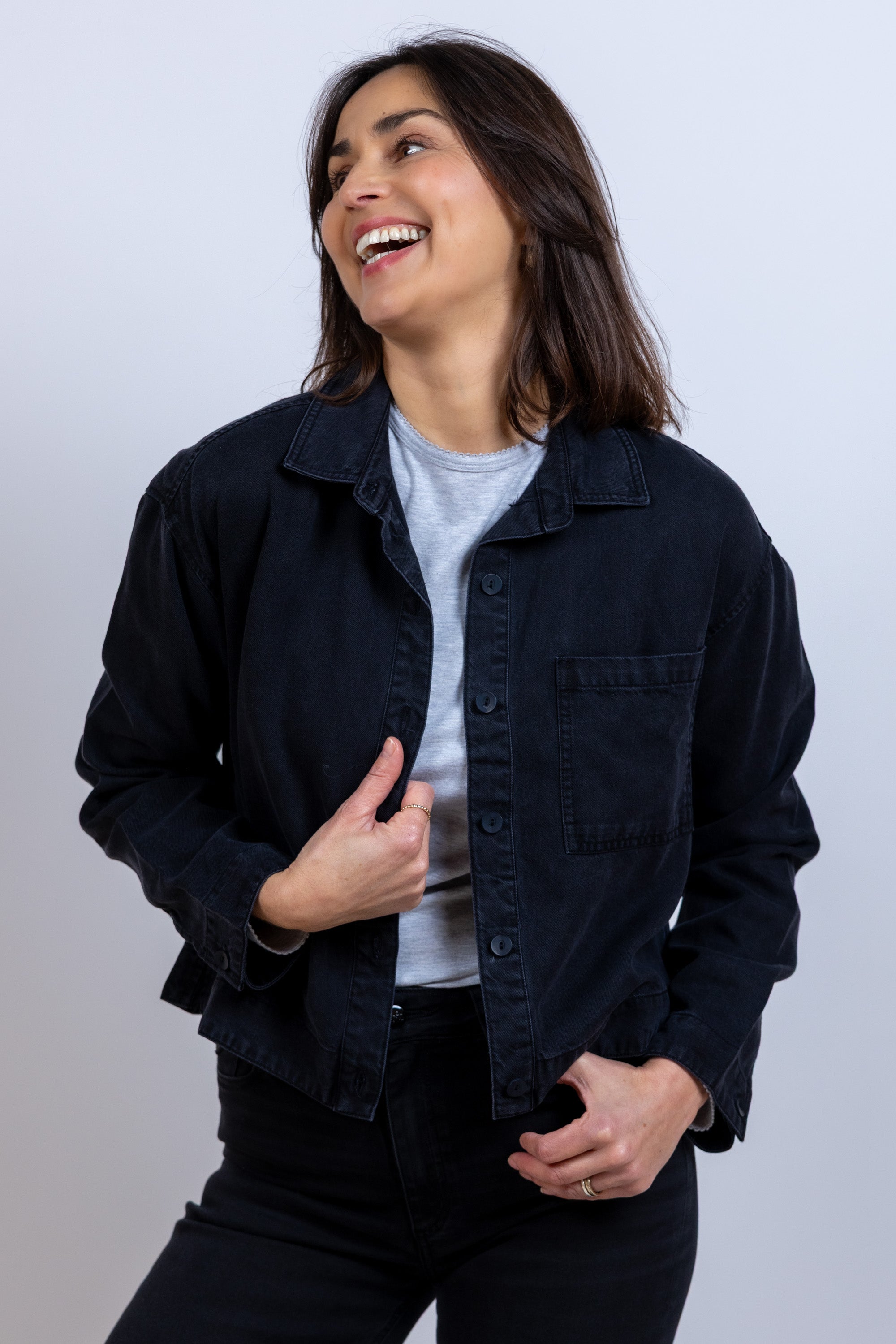 Jasje met knopen - Black denim