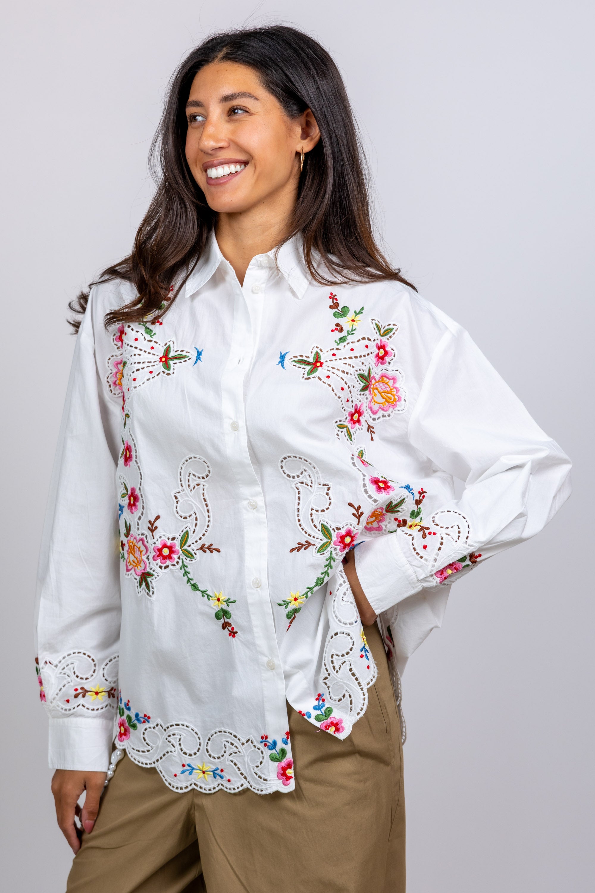 Blouse met borduursels - Wit