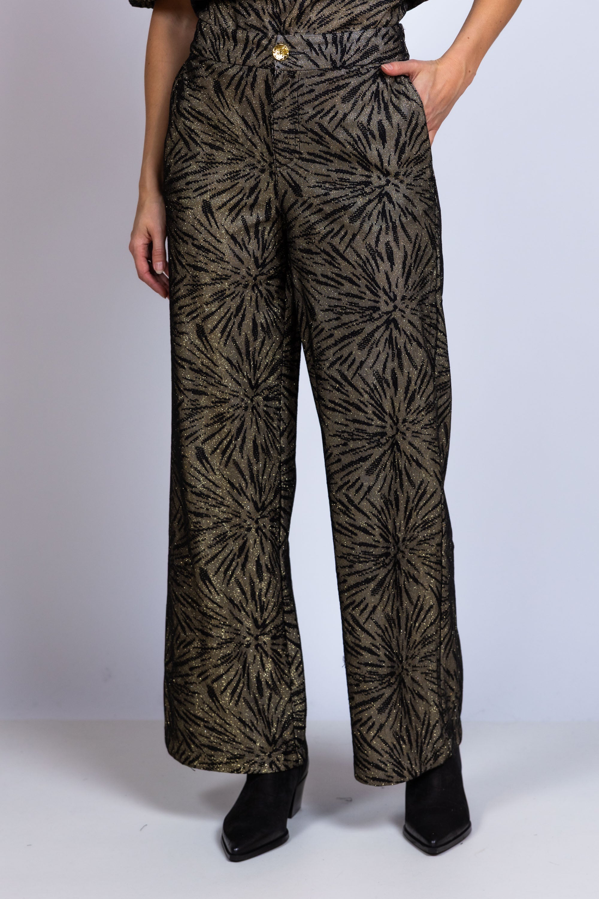 Wijde broek met dessin - Goud