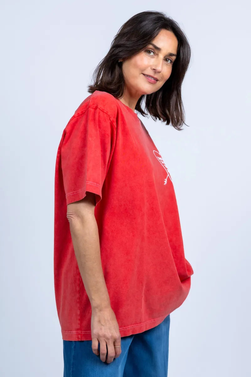 ELITE ELITE 107TEXT-TEE OVER T-shirt met print - Rood