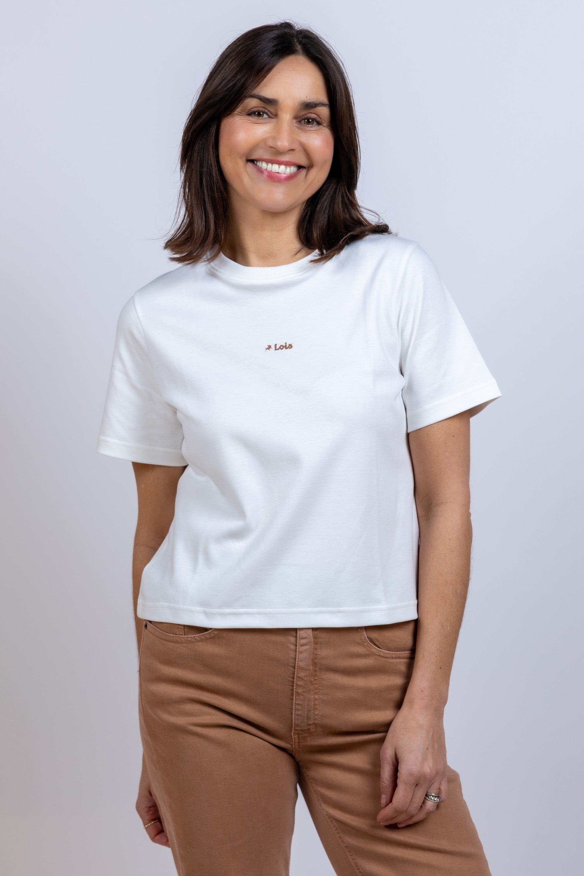 T-shirt met logo - Ecru