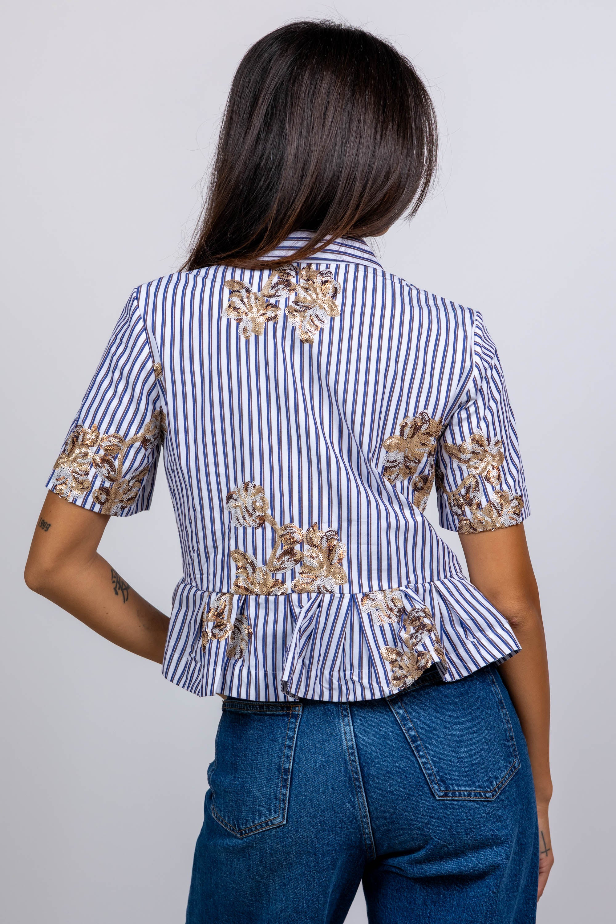 Blouse met strepen - Ecru