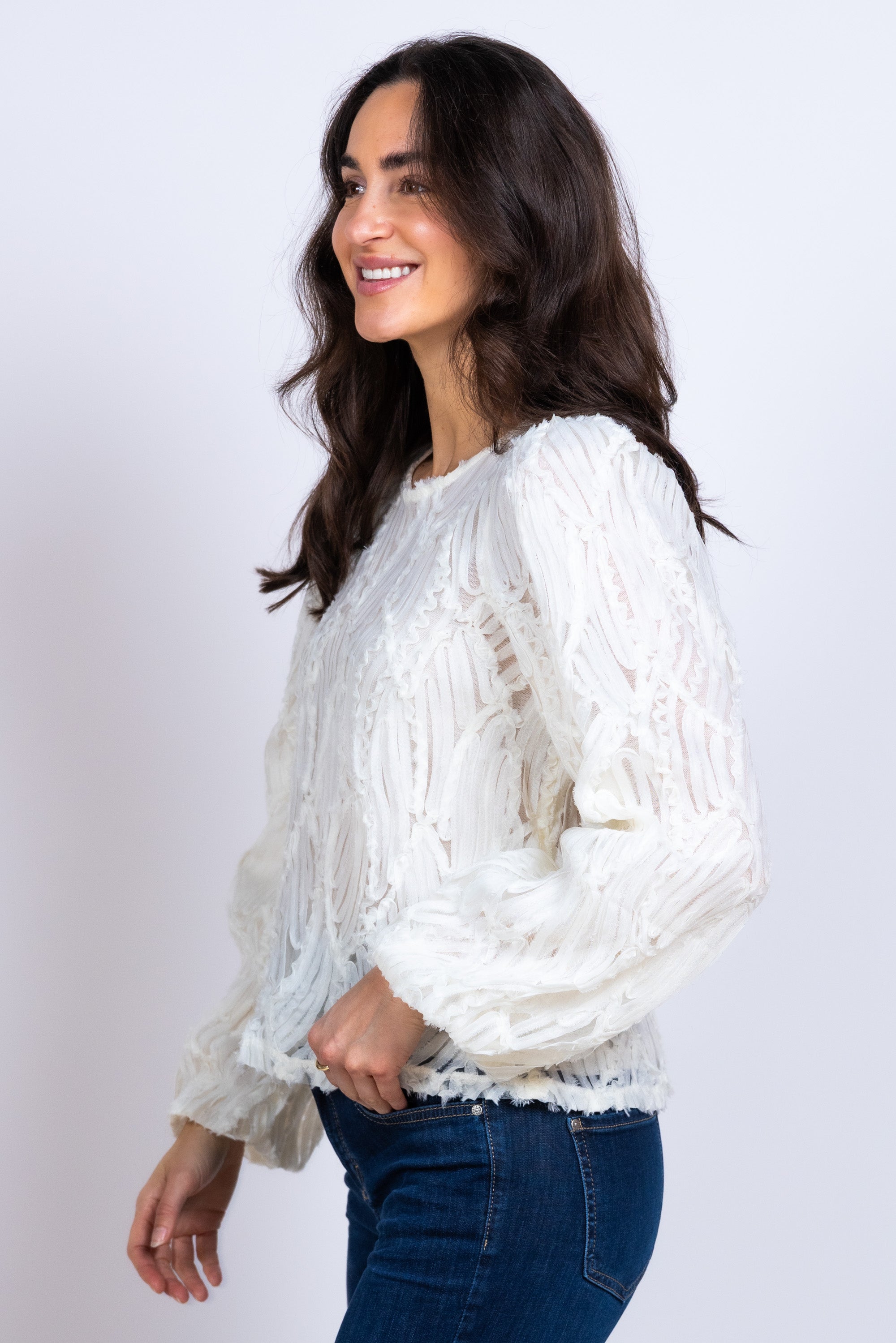 Blouse met patroon - Ecru