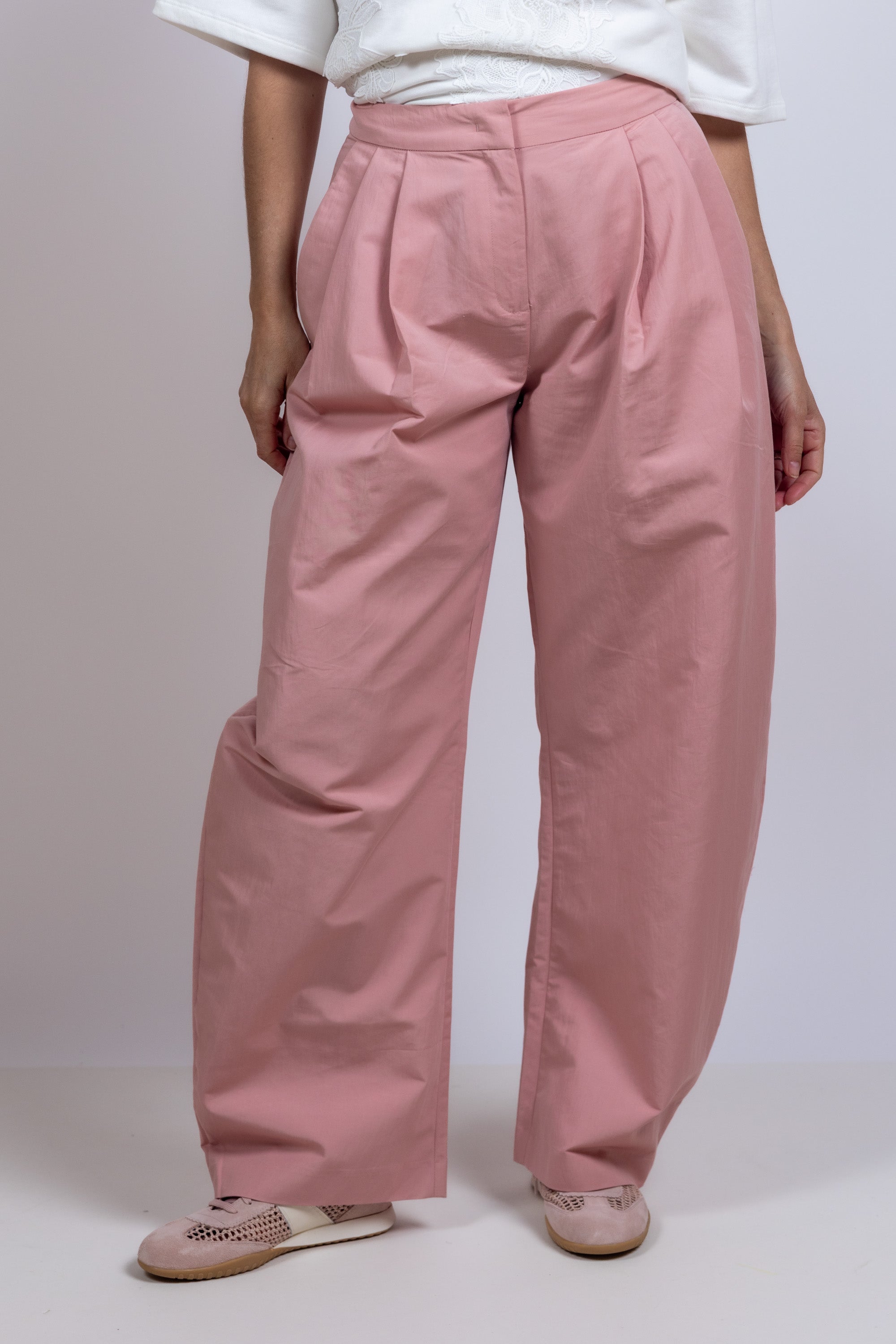 Wijde pantalon balloon fit - Oudroze
