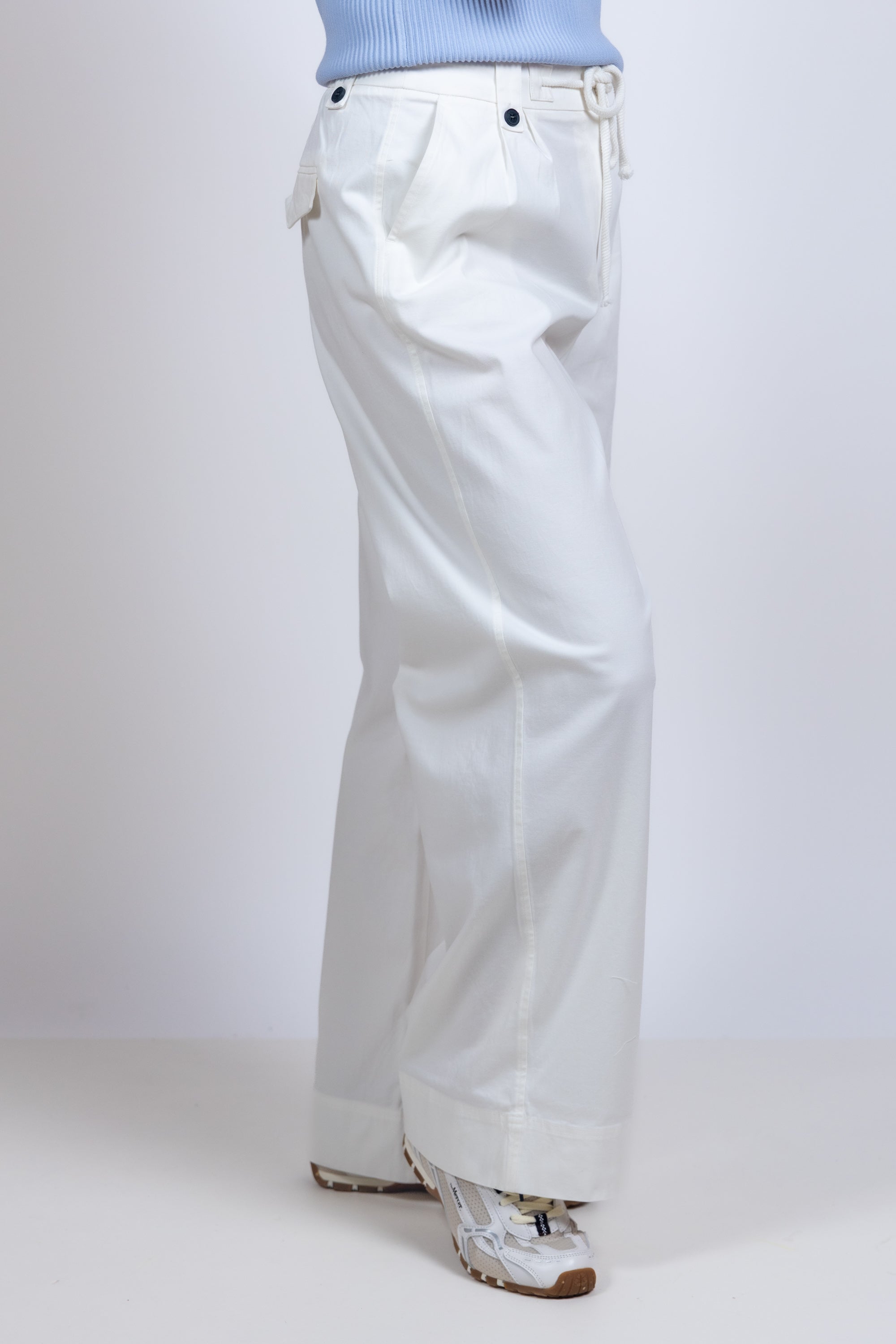 Wijde broek met koord - Wit