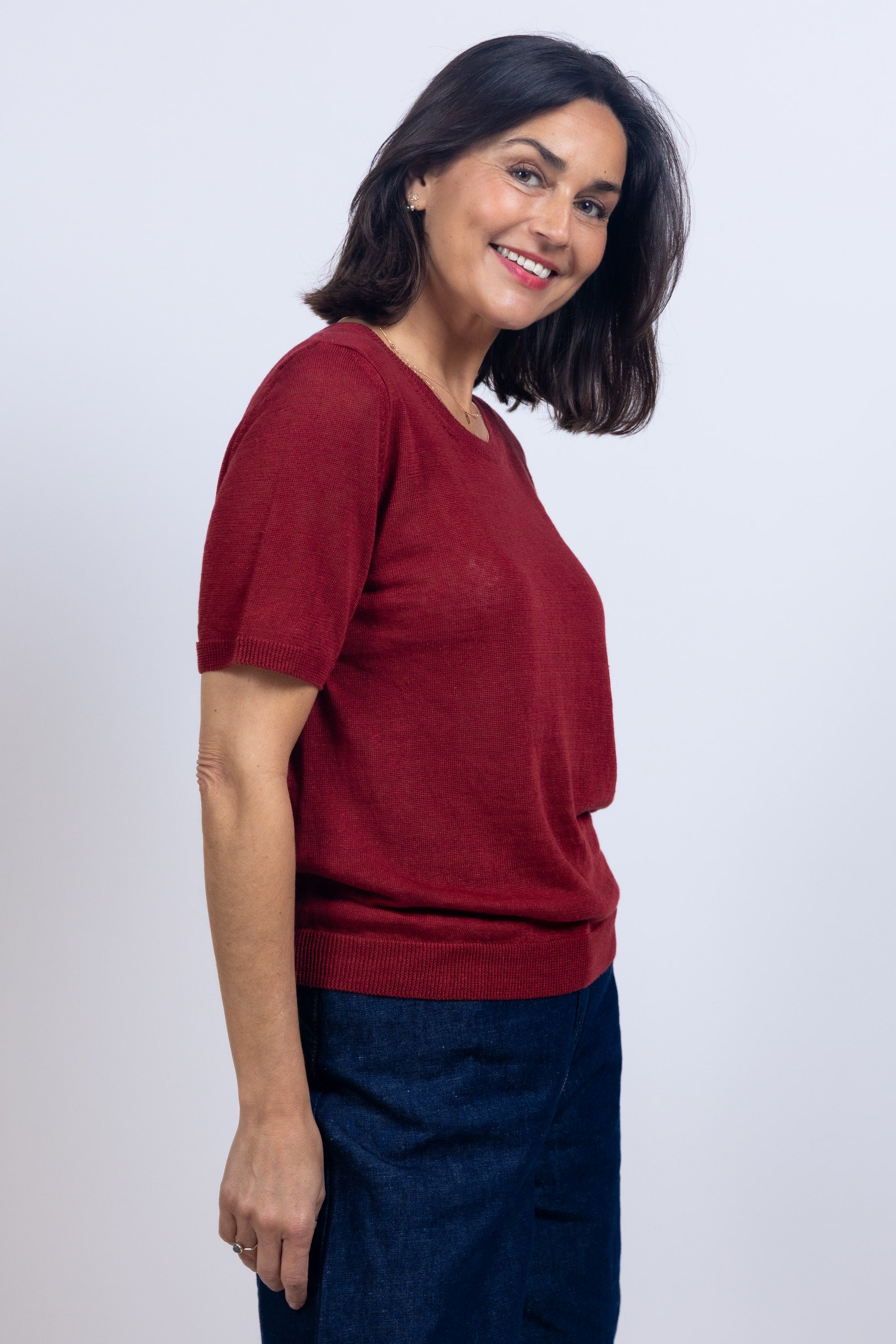 Trui met korte mouwen - Steenrood