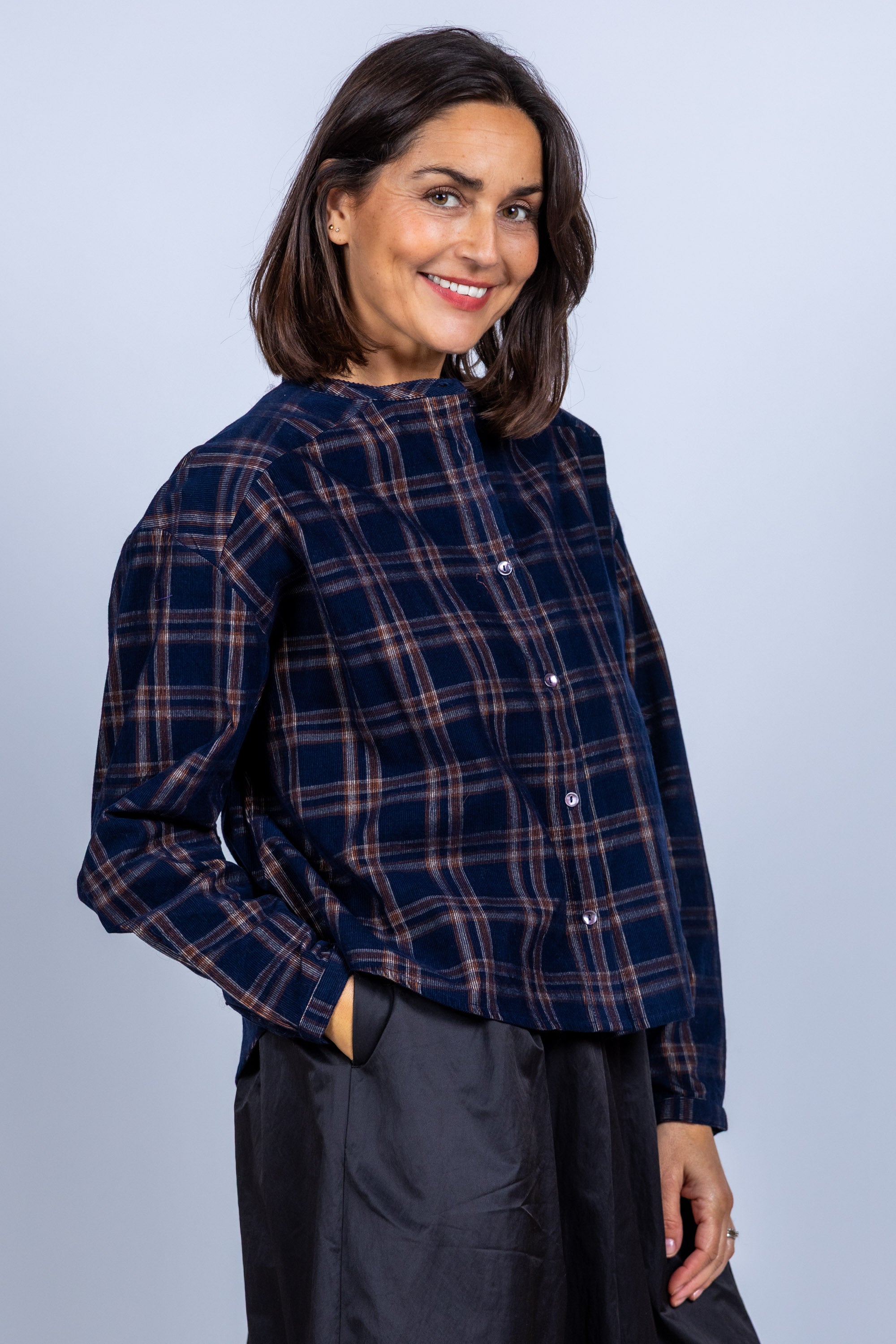 Blouse met ruitpatroon - Marine