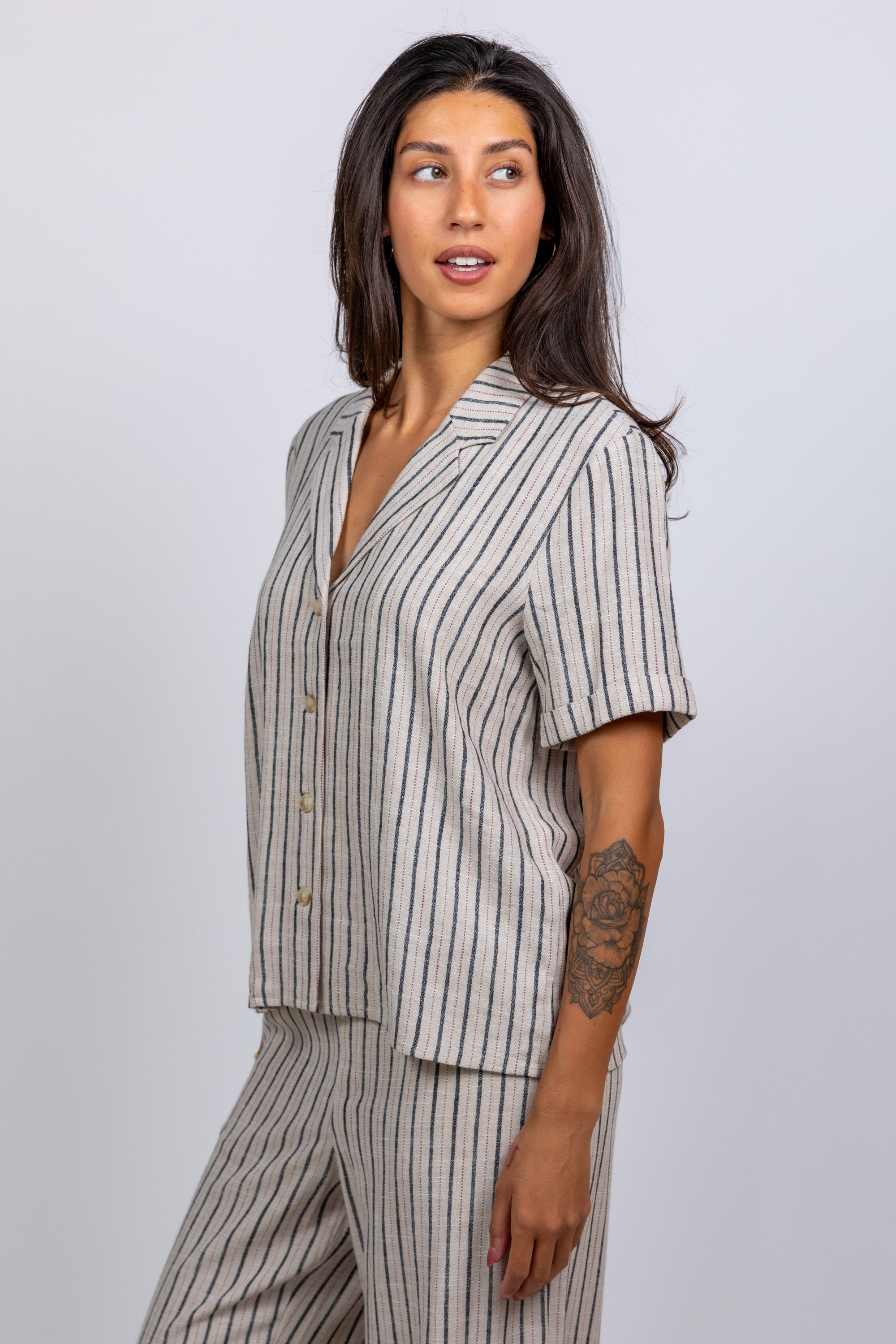 Blouse met strepen - Beige