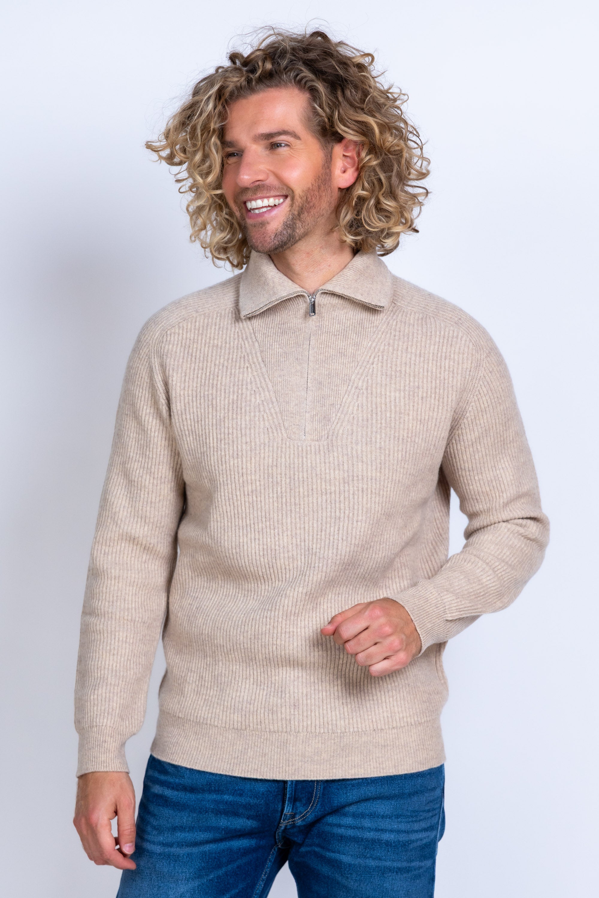 Trui met rits - Zand