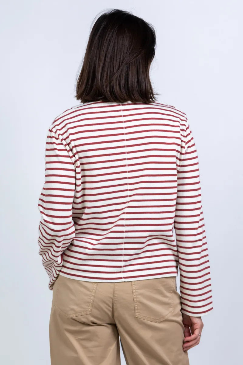 PENN & INK PENN & INK S26F1806 Shirt met strepen - Steenrood