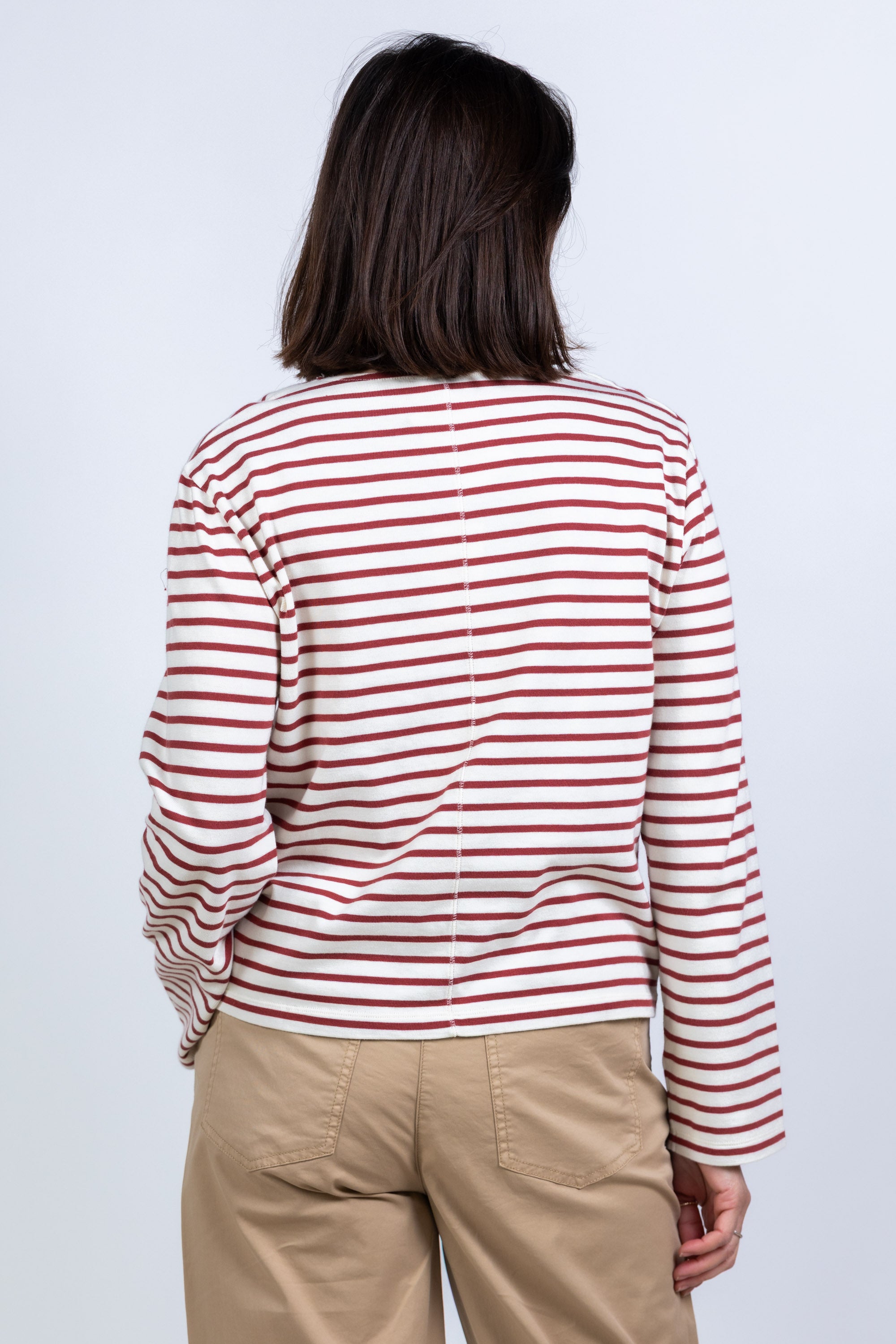 Shirt met strepen - Steenrood