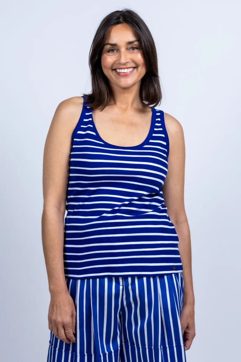 MARCCAIN COLLECTIE MARCCAIN COLLECTIE AA.61.39 J11 Top met strepen - Kobaltblauw