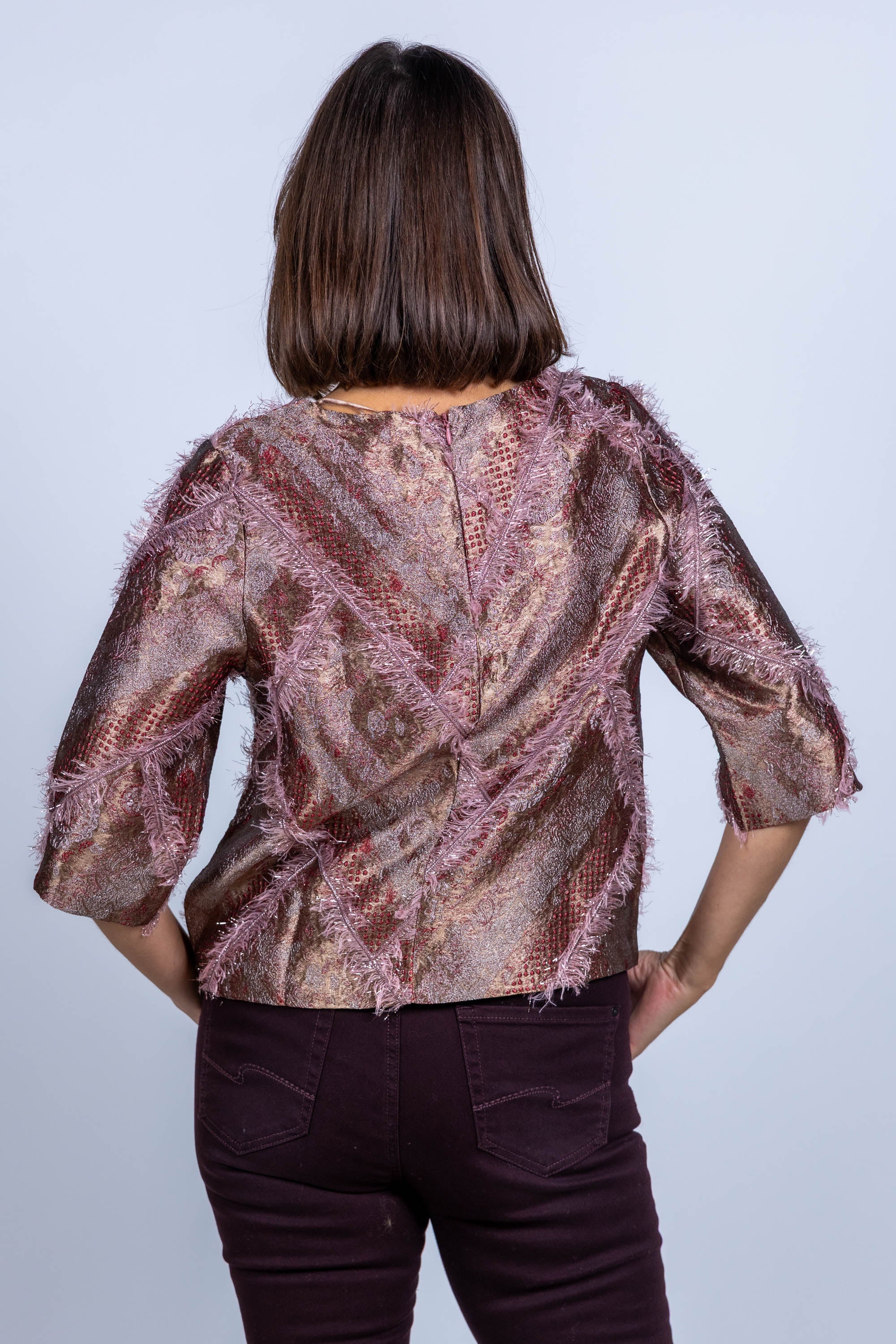 Blouse met structuur - Oudroze
