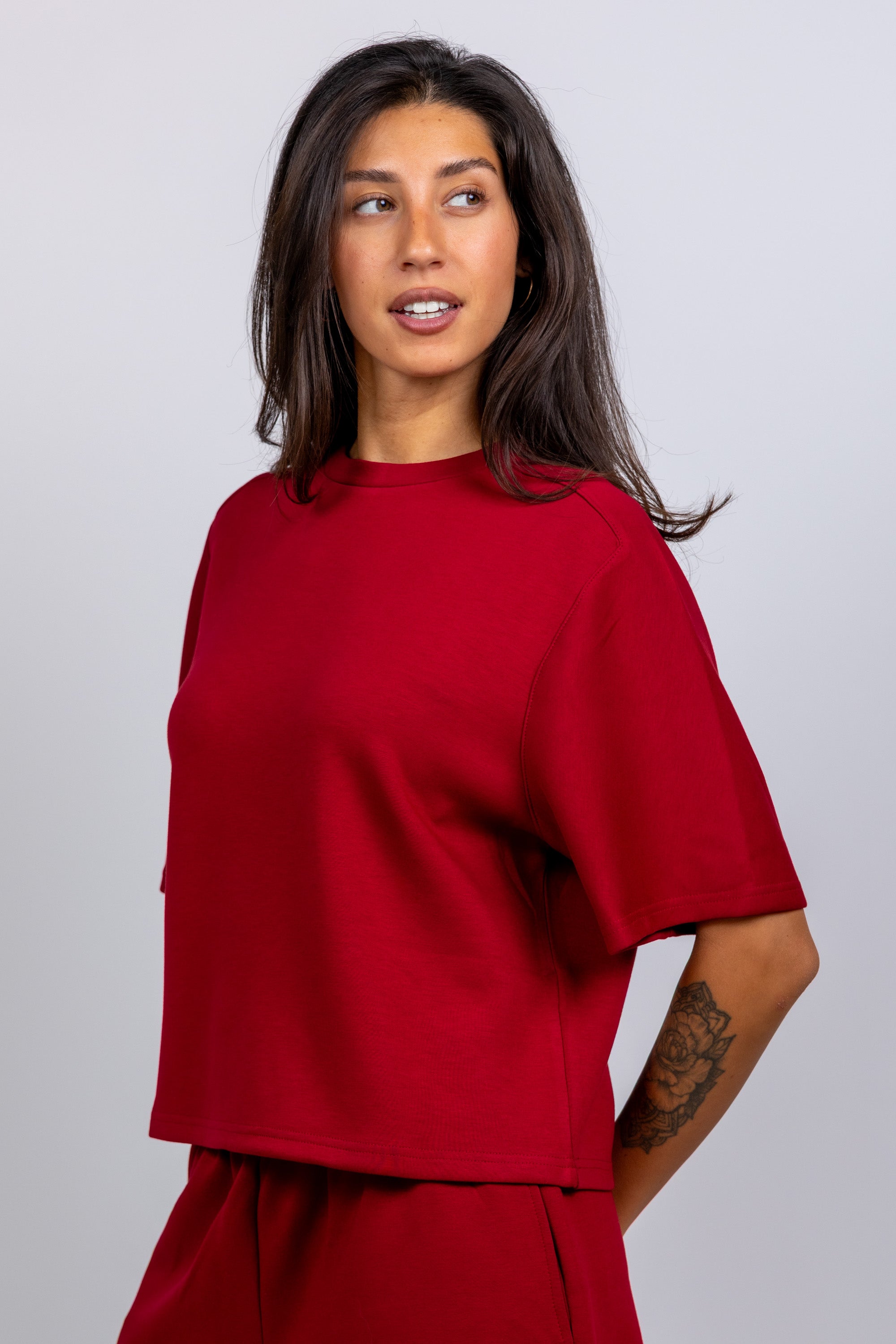 T-shirt met korte mouwen - Donkerbordeaux