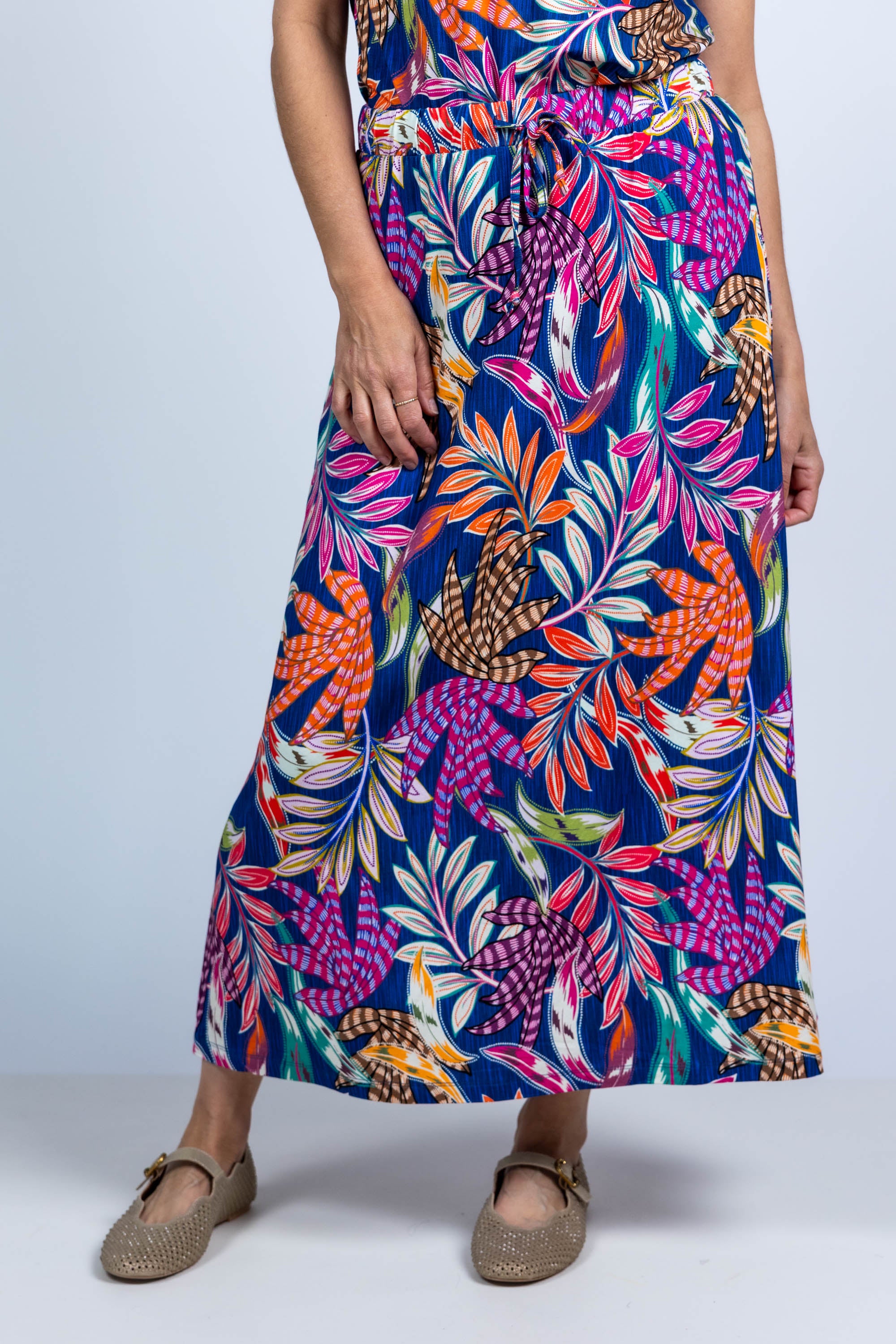 Rok met print - Kobaltblauw