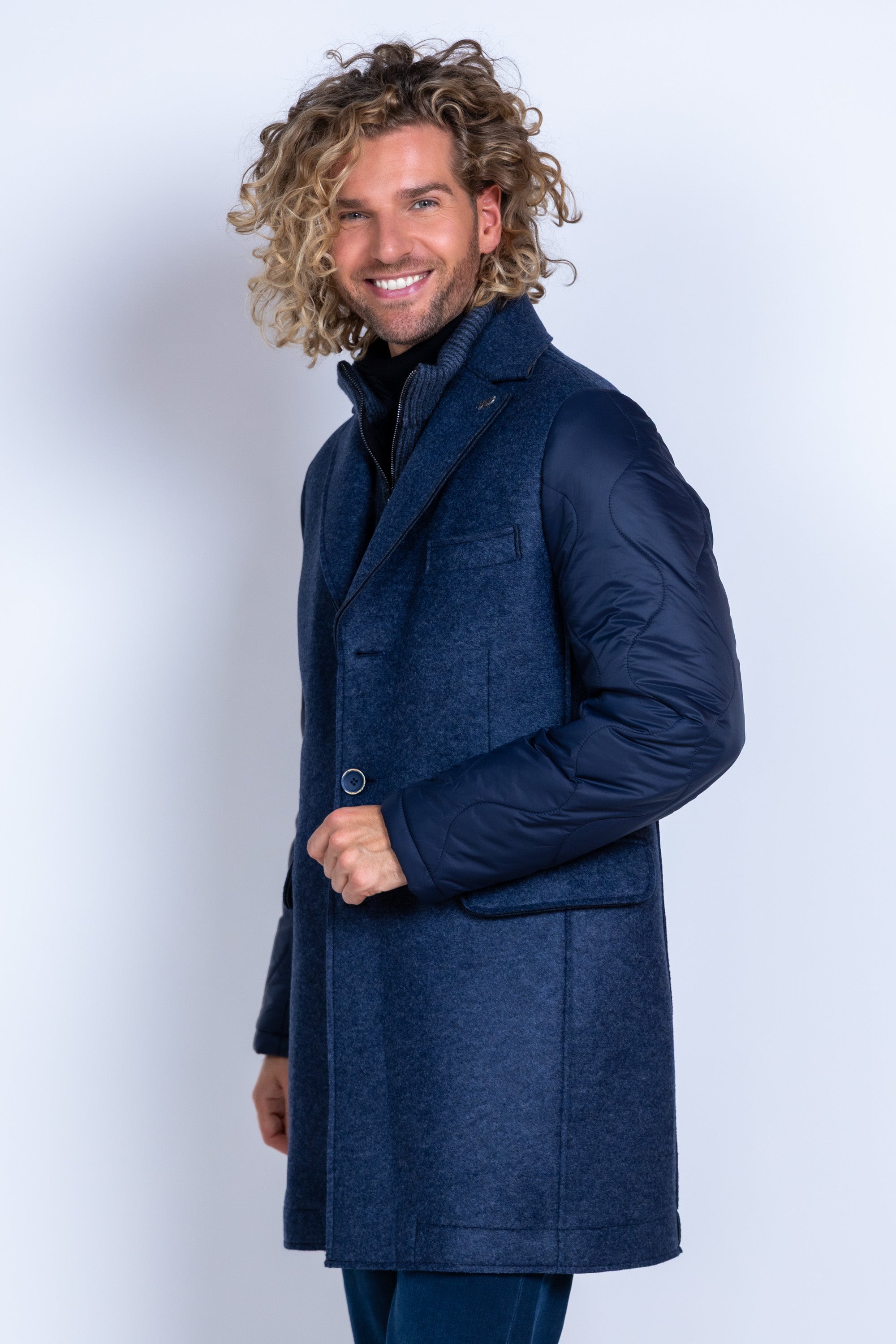 Mantel met gewatteerde mouwen - Inkt