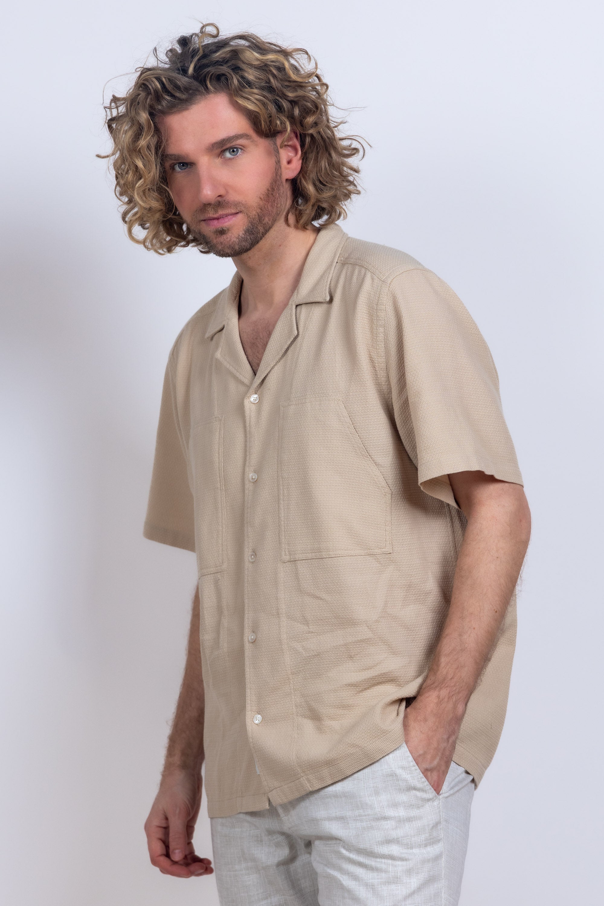 Shirt met korte mouwen - Beige