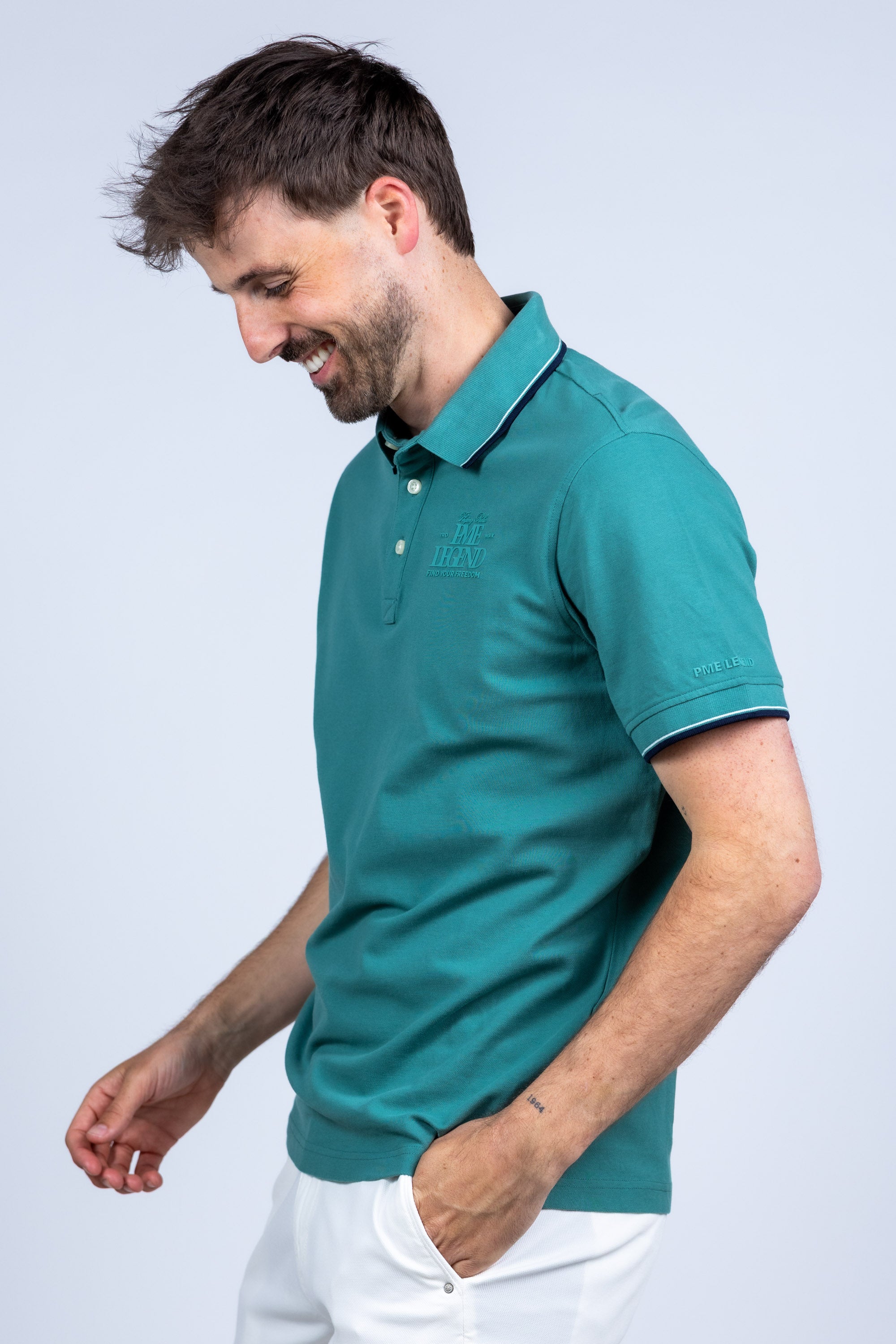 Polo met kraag - Smaragd/biljart