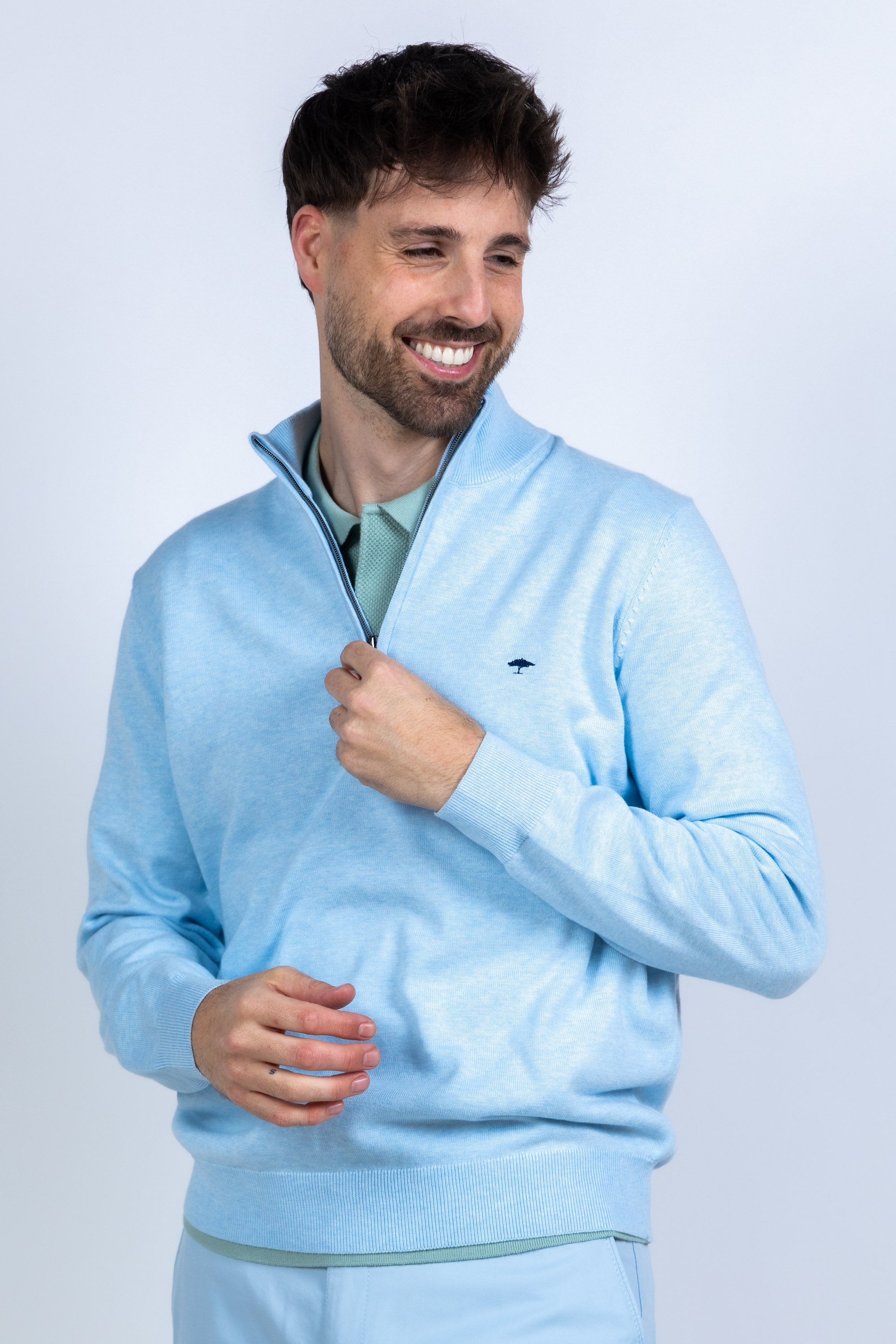 Trui met rits - Bleu